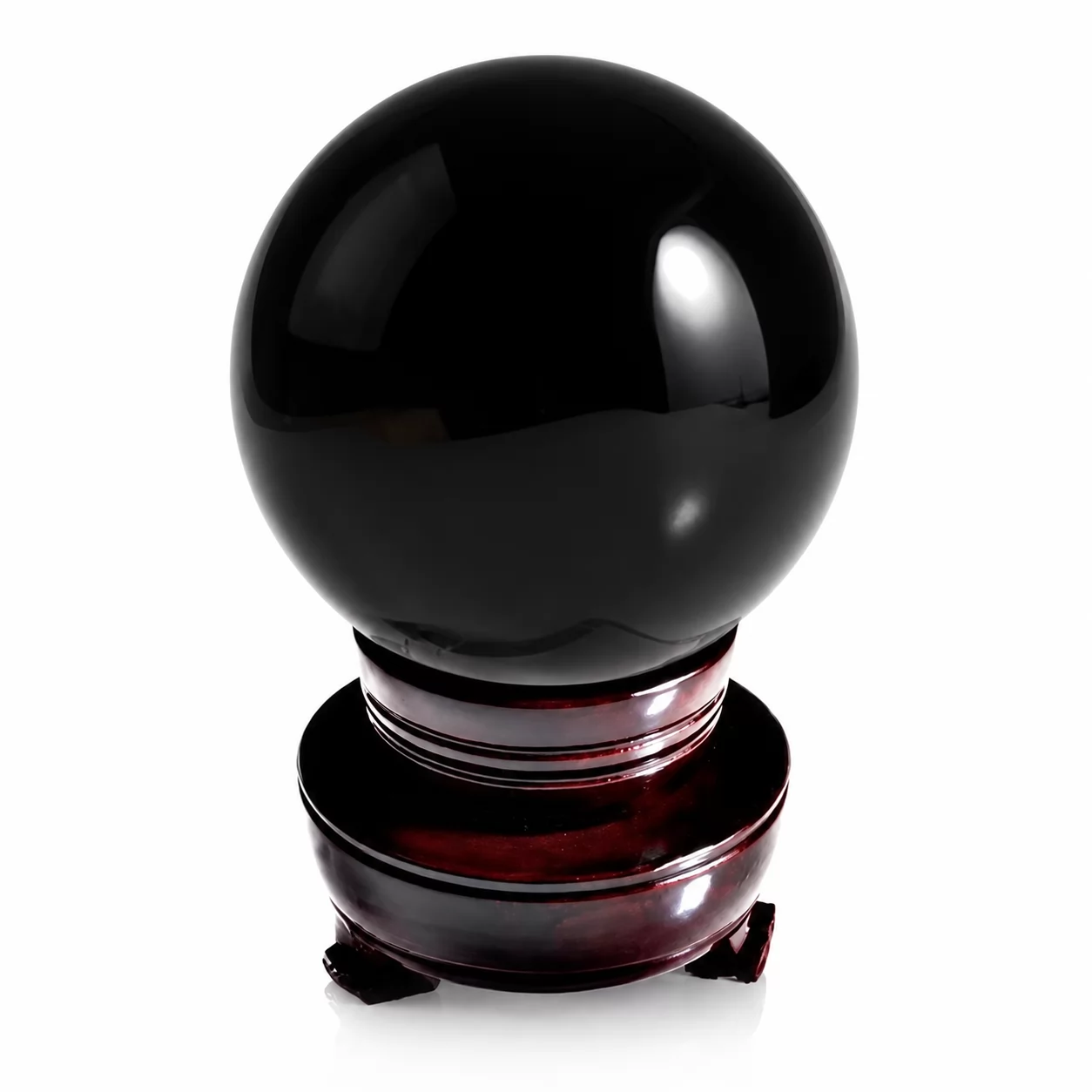 Amber Crystal Sphere Ornament – Luxury Gem Ball with Wooden Display Stand view 3