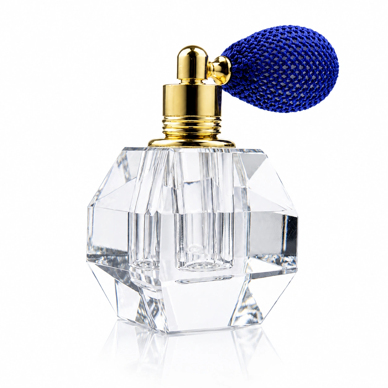 Clear Crystal Perfume Atomizer with Blue Bulb – Elegant Vanity Bottle