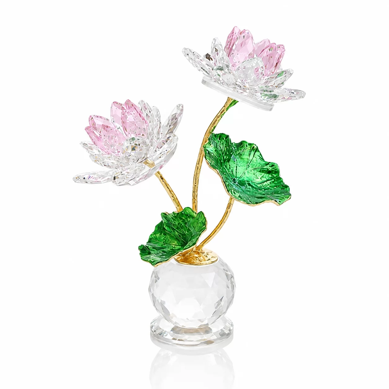 Red Crystal Lotus Flower Figurine – Elegant Floral Ornament for Home Decor view 2