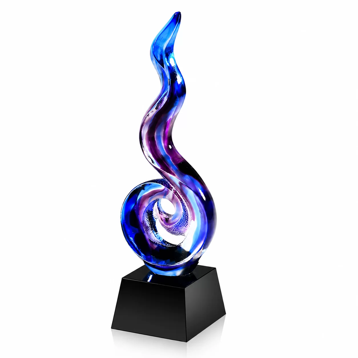 Abstract Swirl Liuli Glass Award with Black Base for Corporate Recognition view 2