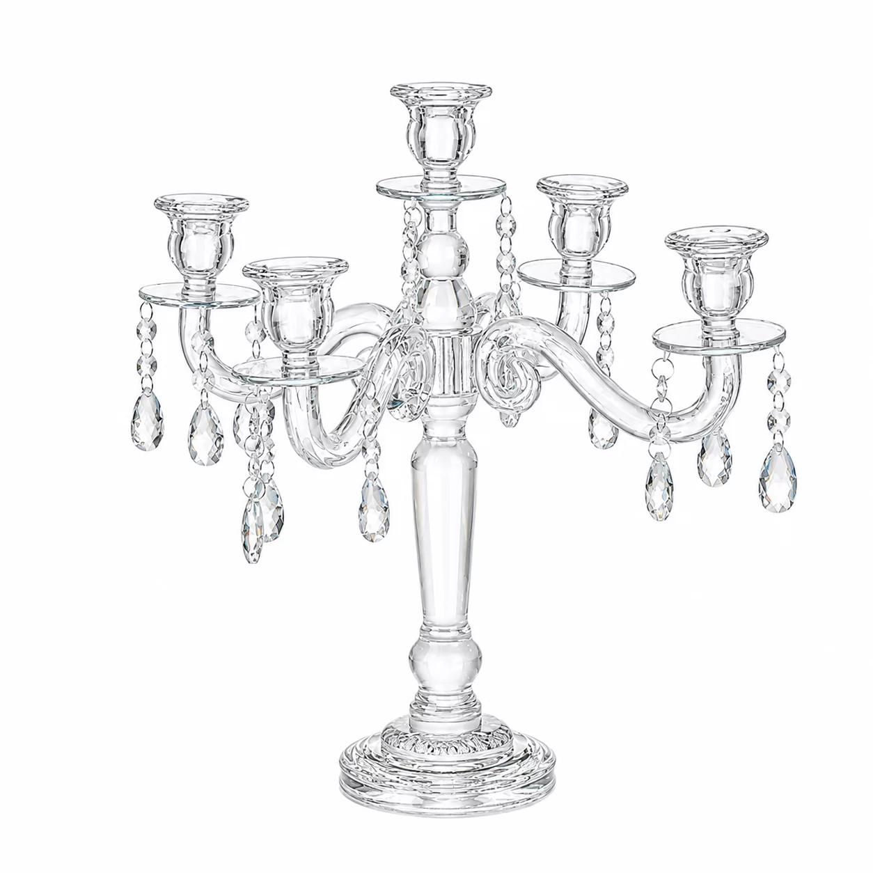 Elegant 5-Arm Crystal Candelabra for Weddings, Hotels & Banquet Decorations