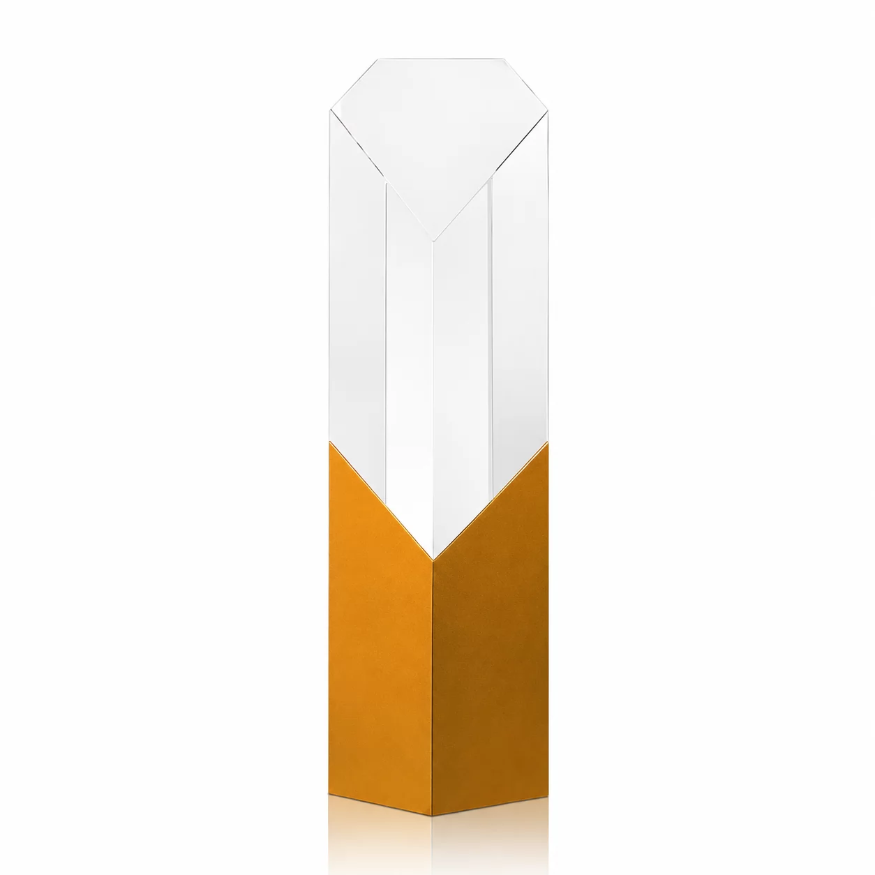 Gold & Silver Metal Column Award with Geometric Top for Corporate Recognition view 2