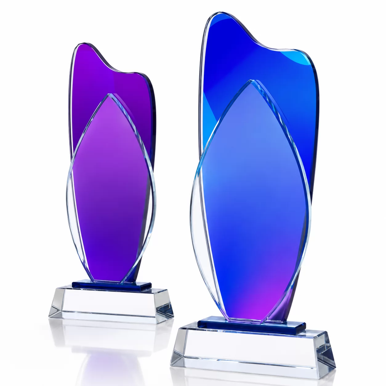 Blue Flame Crystal Award – Layered Art Trophy for Innovation & Leadership