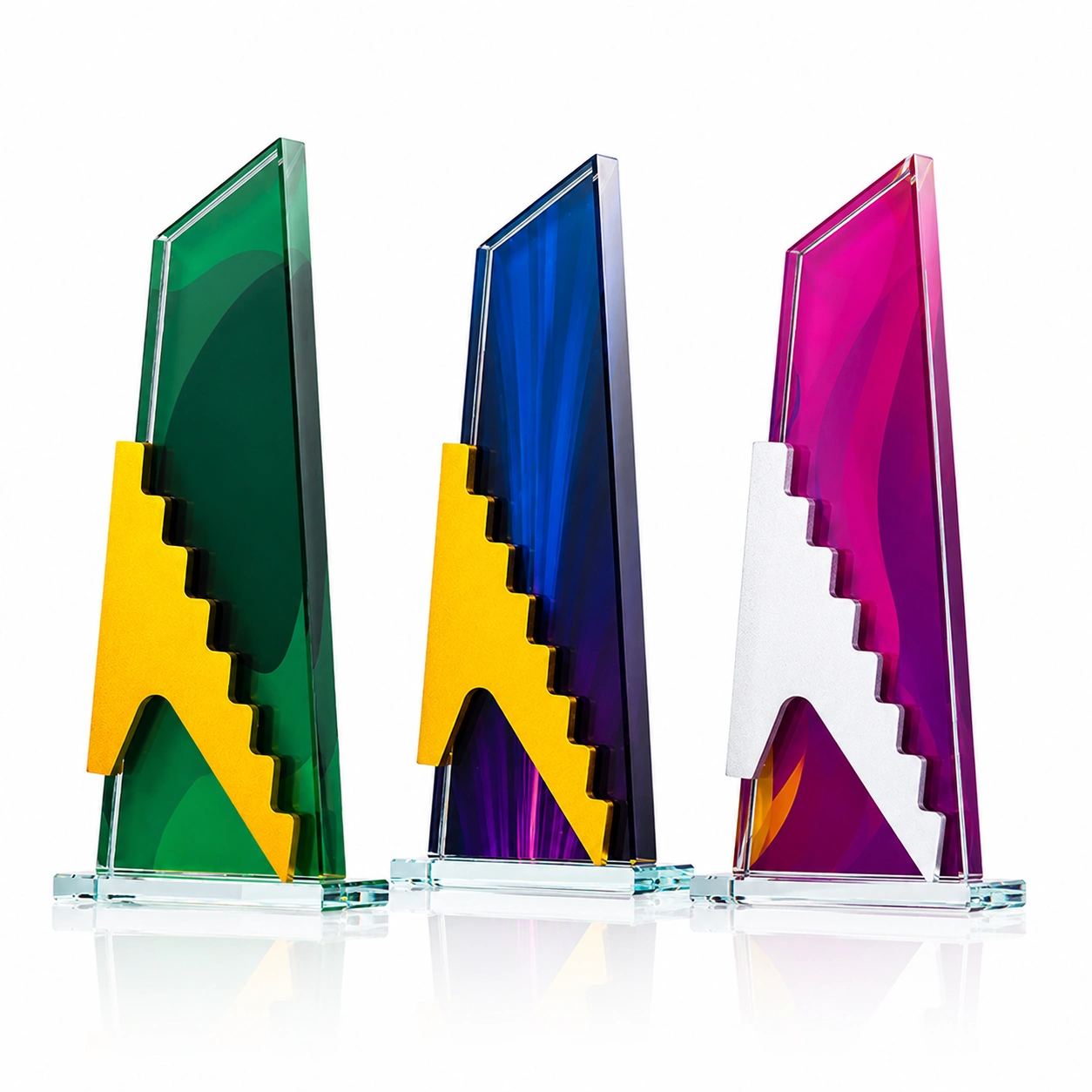 Rising Step Crystal Award – Custom Employee Achievement & Recognition Trophy