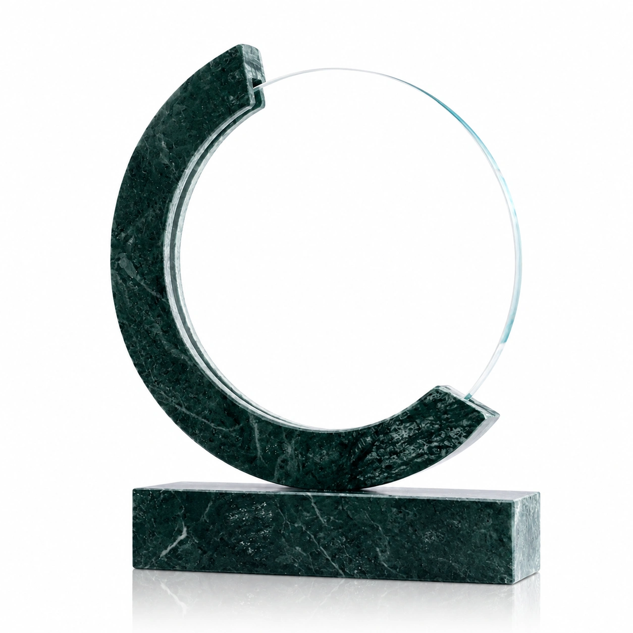White Marble Crystal Award – Custom Circular Corporate Recognition Trophy view 2