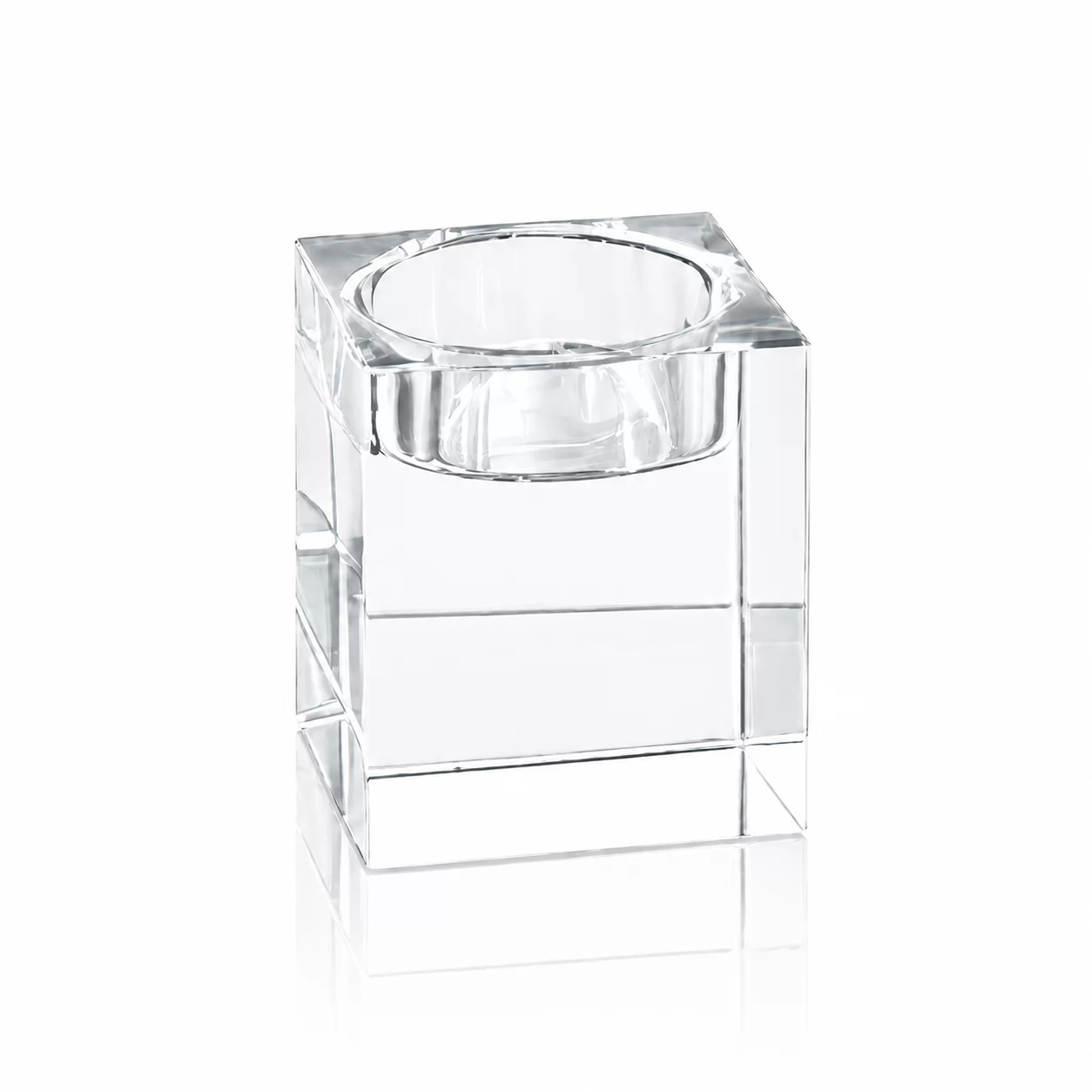 Square Crystal Tealight Candle Holder – Minimalist Glass Candle Stand for Modern Home Decor