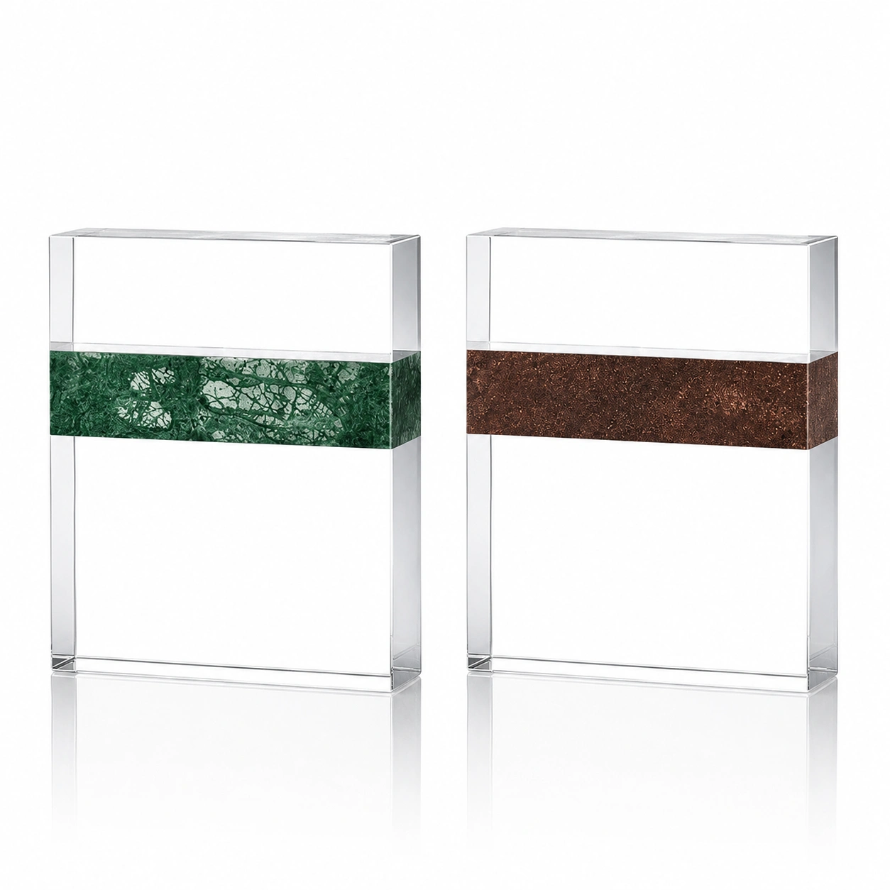 Rectangular Crystal Plaque Award with Marble Accent – Custom Corporate Recognition Trophy