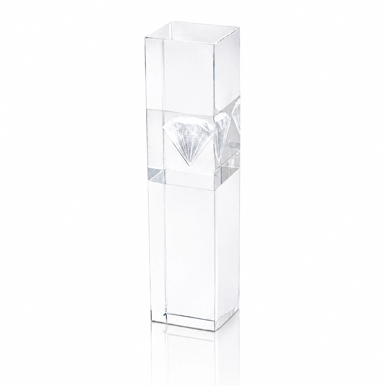 Clear Optical Crystal Column Award – Custom Engraved Corporate Recognition Trophy
