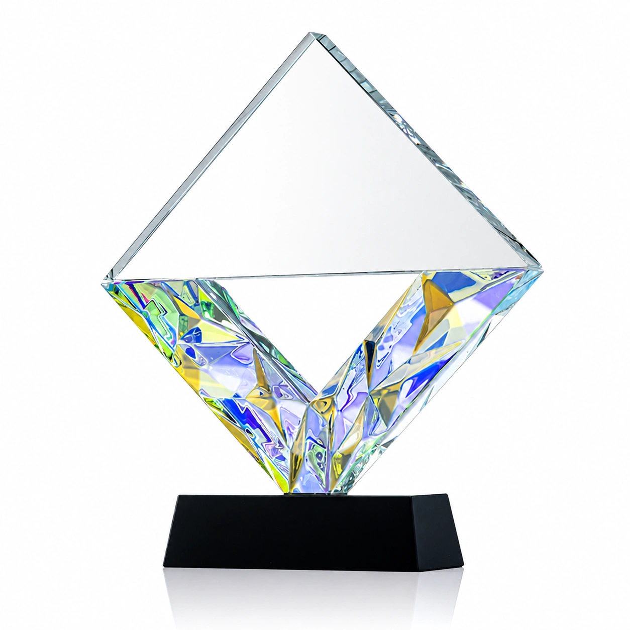 Geometric Diamond Crystal Trophy with Colorful Gradient Design view 2