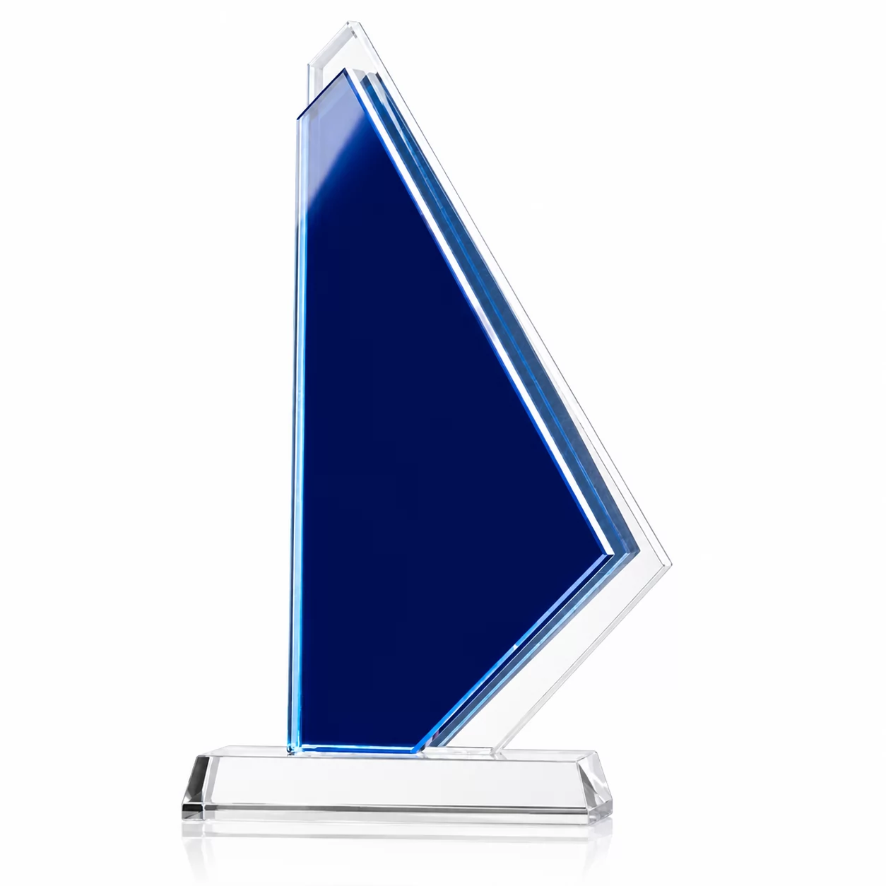 Azure Pinnacle Crystal Award – Modern Geometric Trophy for Executive Recognitio