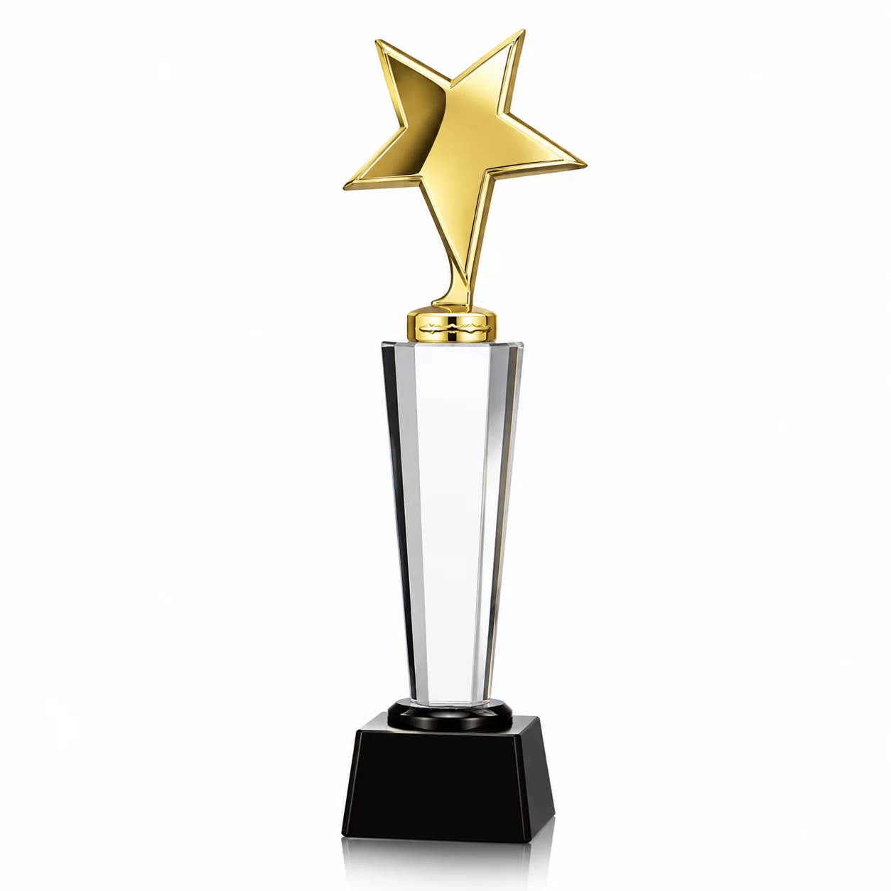 Executive Achievement Trophy – Clear Crystal Column with Gold Star Topper
