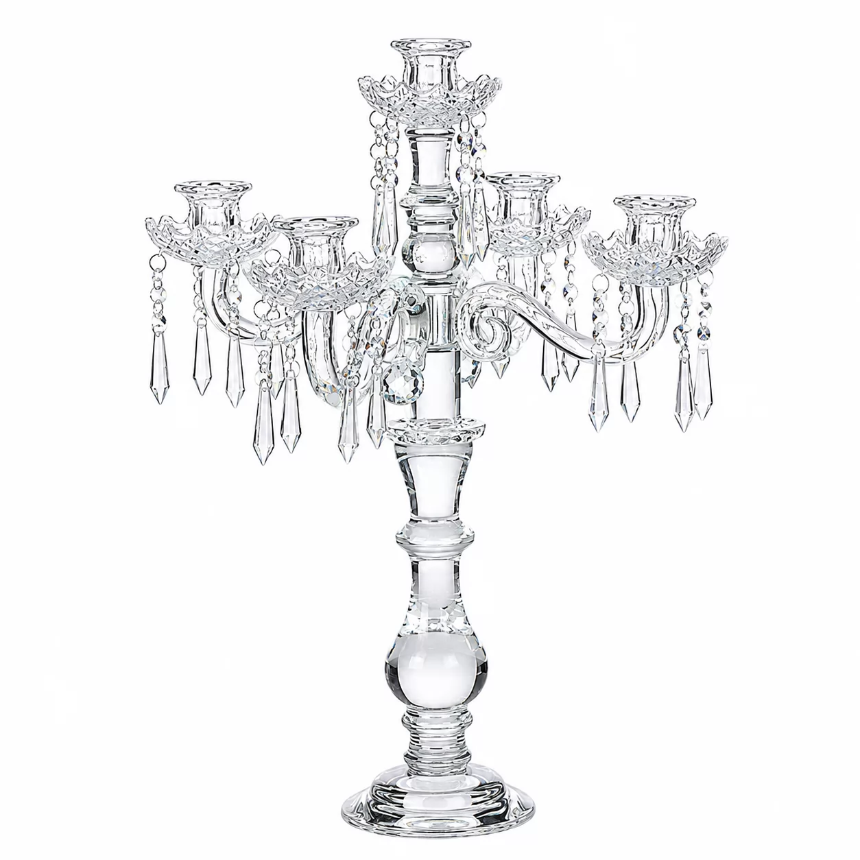Grand 5-Arm Crystal Candelabra for Elegant Weddings, Hotels & Banquet Decor