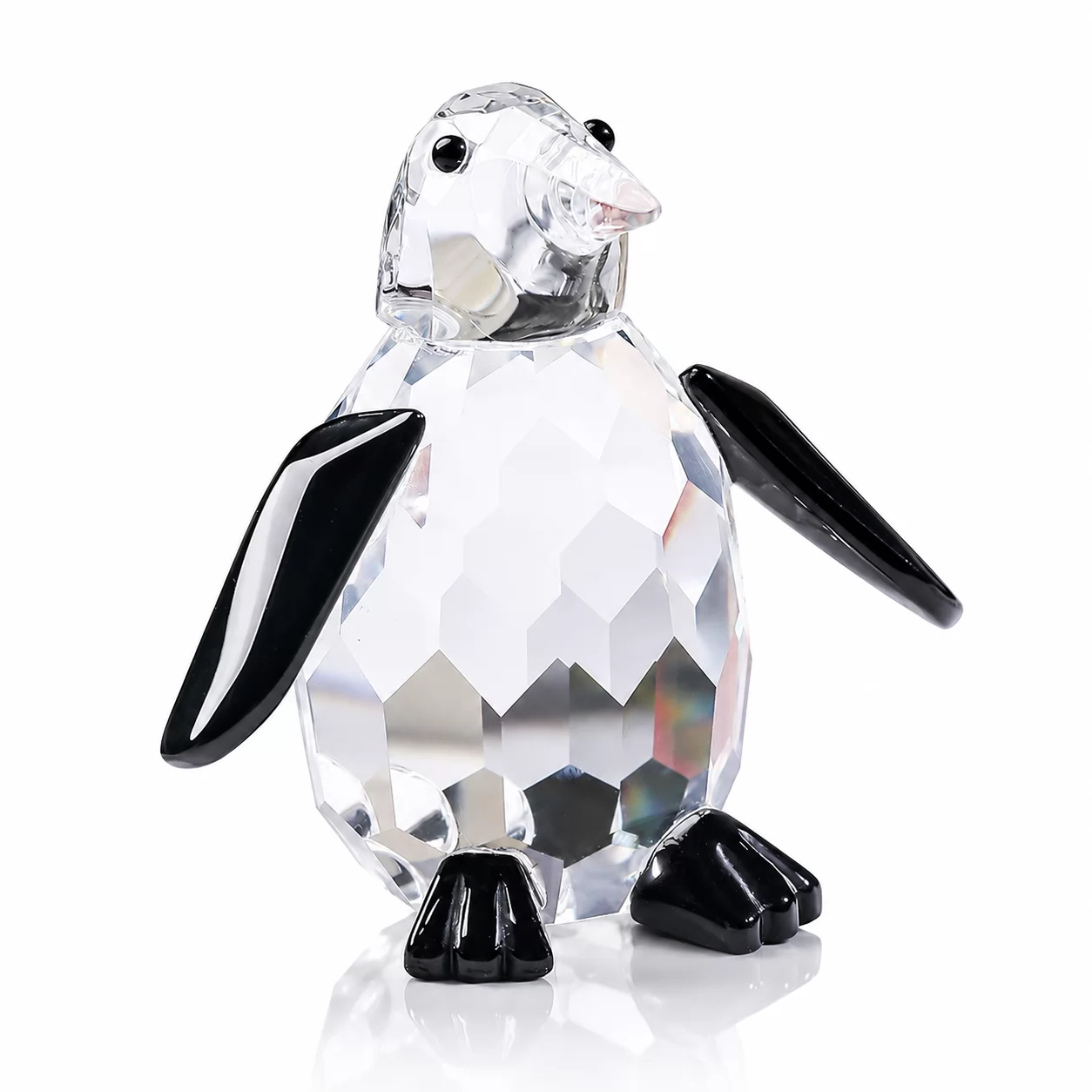 Crystal Penguin Figurine – Cute Animal Ornament with Black Gem Accents for Home Decor view 3