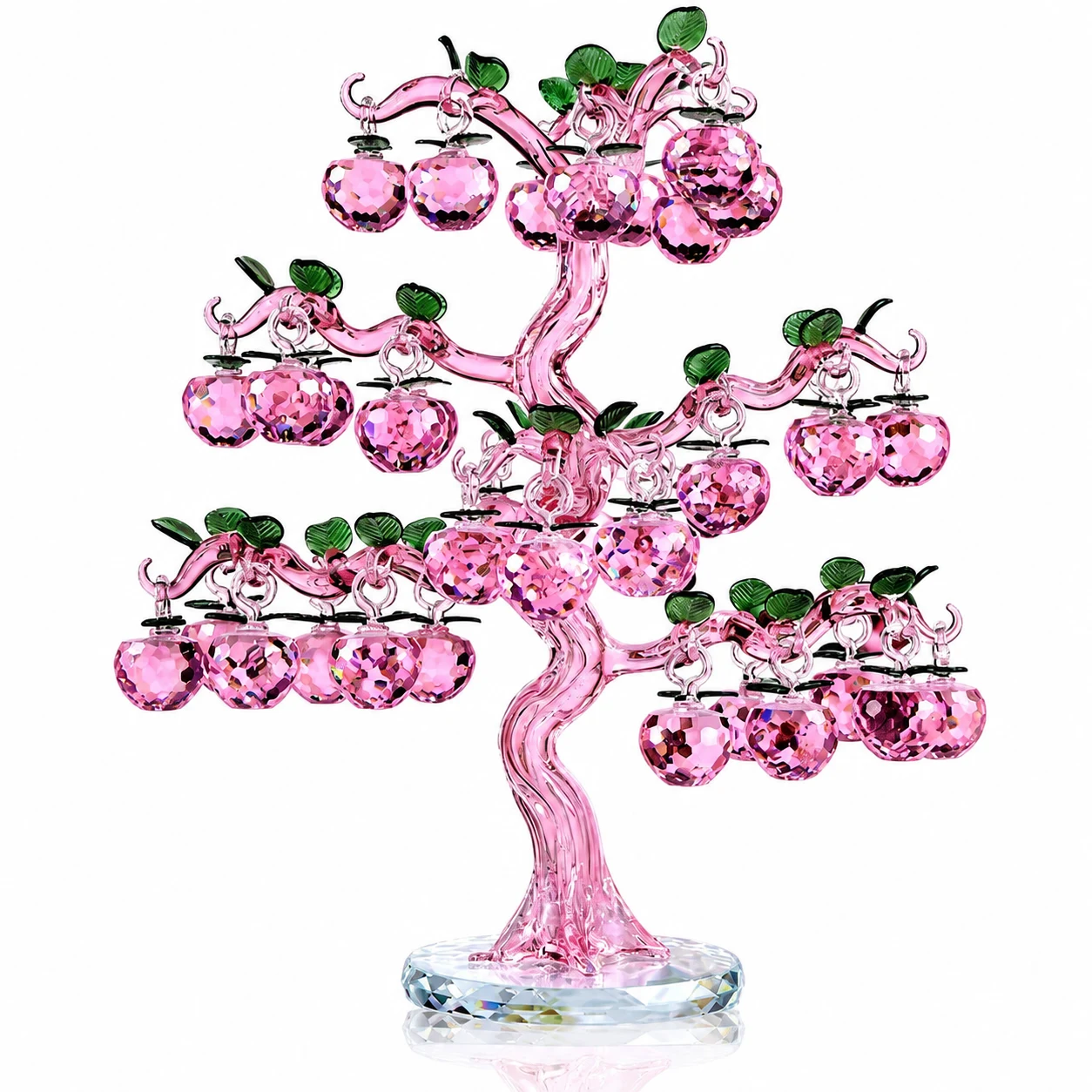 Multicolor Crystal Apple Tree Figurine with 36 Hanging Apples for Home Decor & Gifts view 2