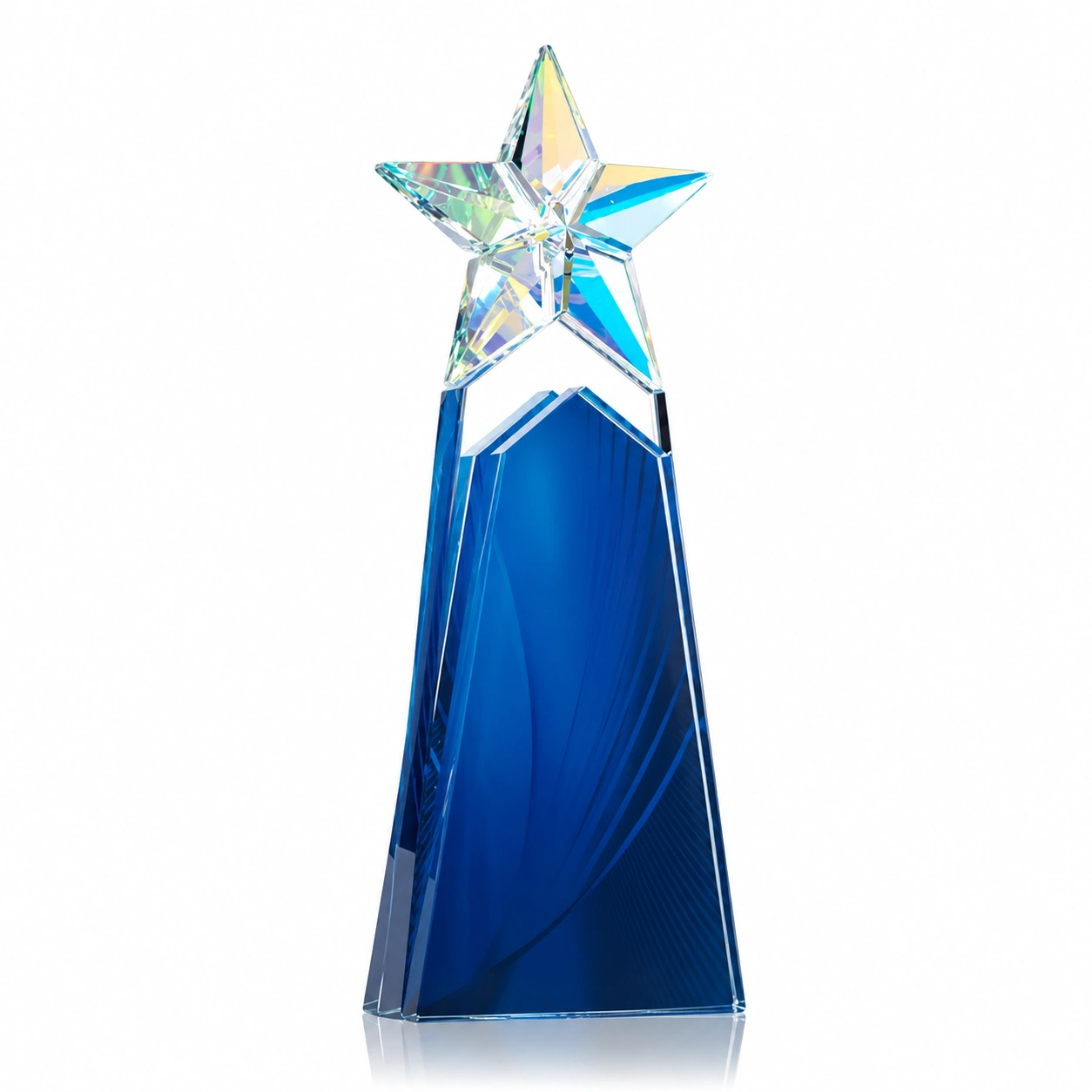 Blue Crystal Star Tower Award – Custom Corporate Excellence & Recognition Trophy