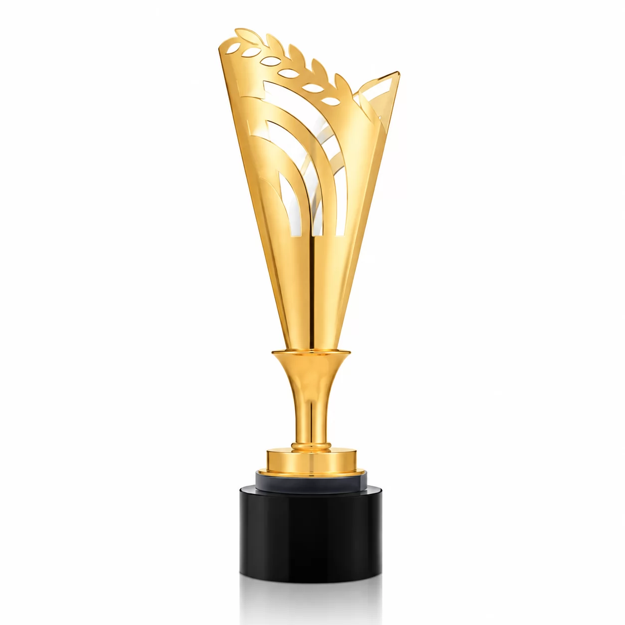 Gold Metal Torch Trophy with Laurel Design for Leadership, Success & Outstanding Performance