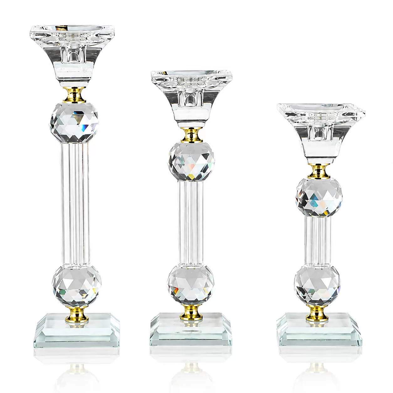 Tall Crystal Pedestal Candle Holders for Wedding Table Centerpieces & Home Decor