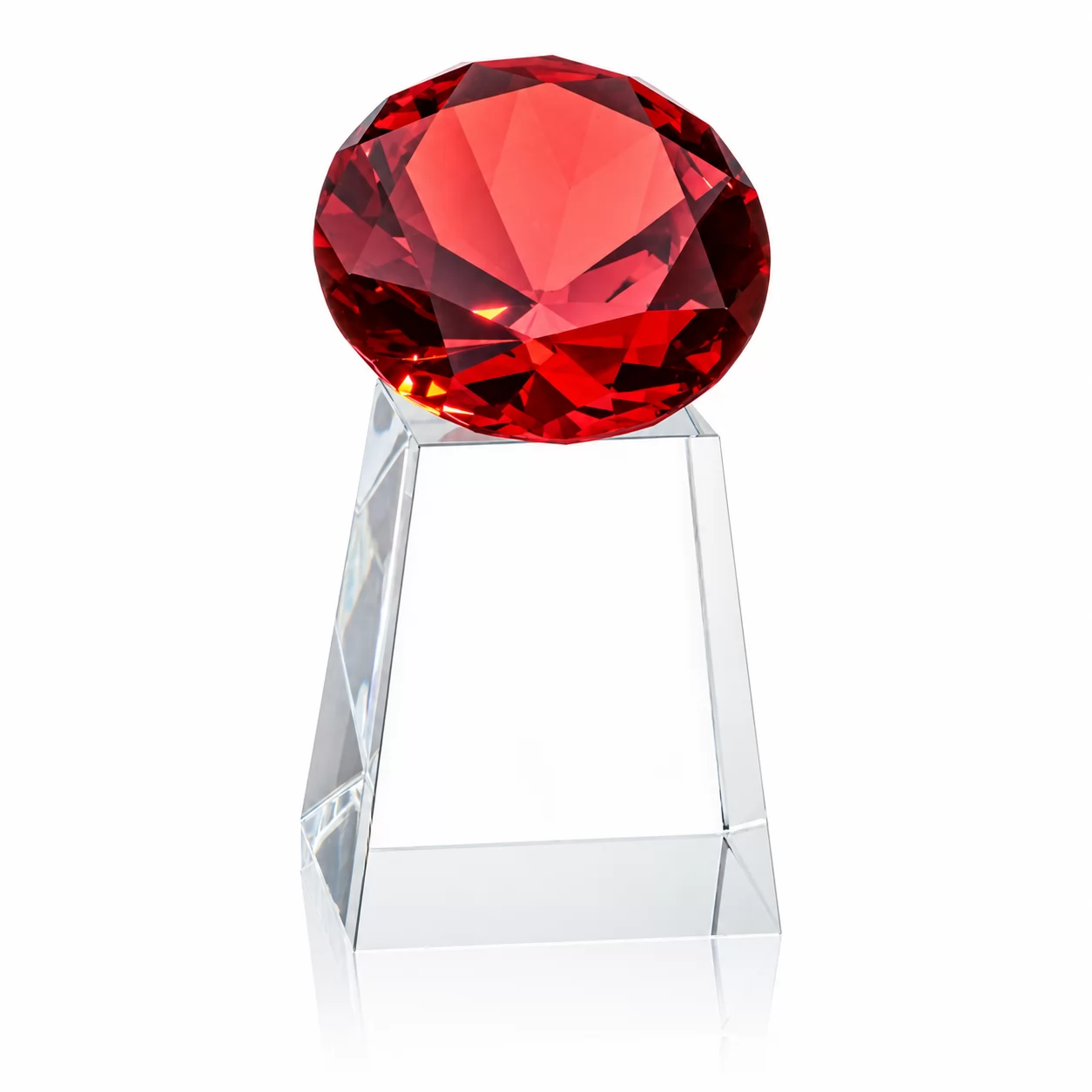 Ruby Gem Crystal Award – Faceted Red Jewel Trophy in Multiple Sizes view 2