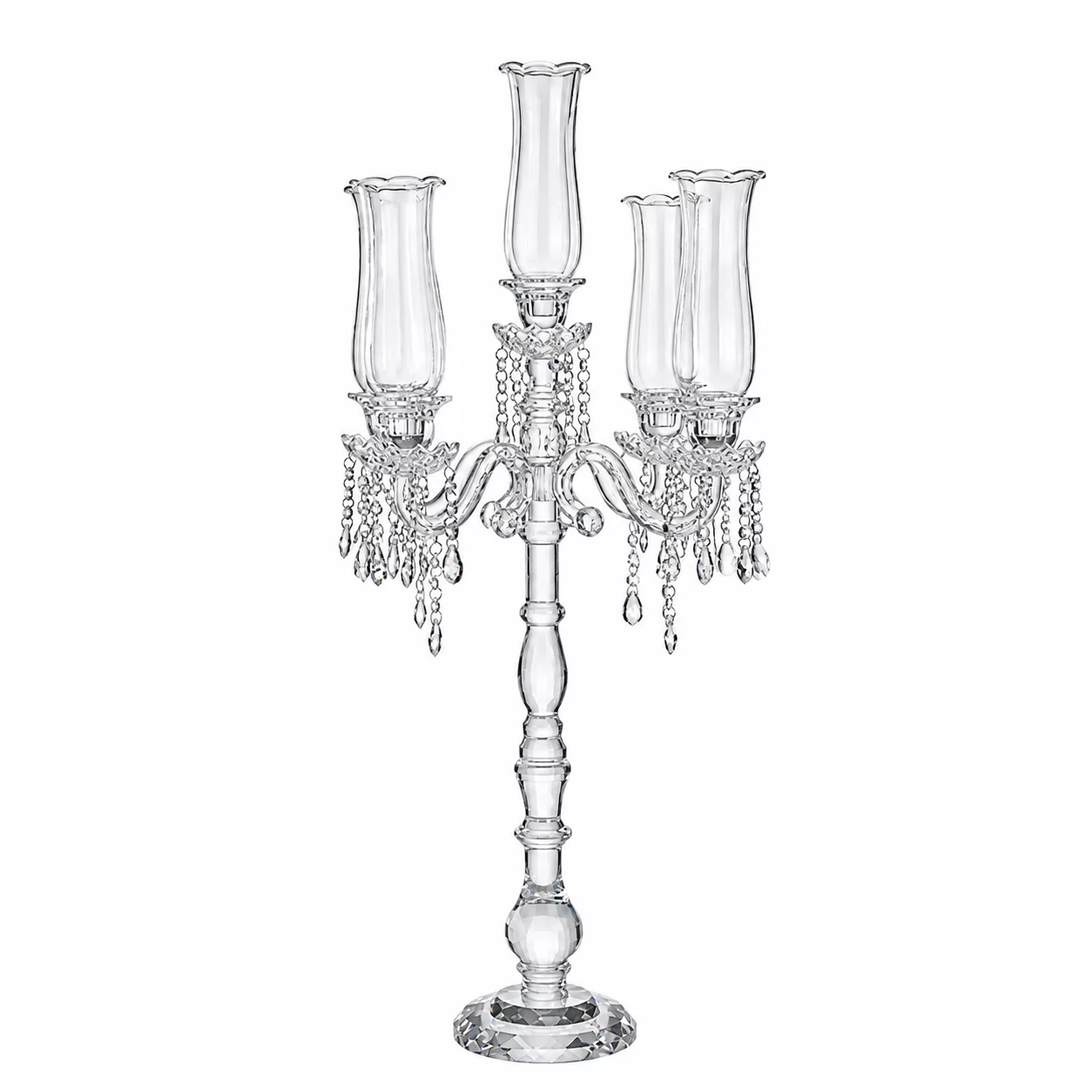 5 Arms Crystal Candelabra with Hanging Drops – Elegant Wedding & Event Centerpiece