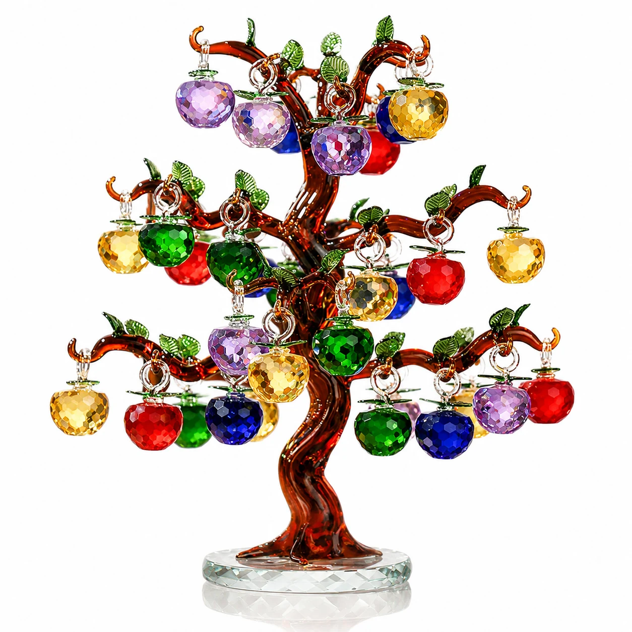 Multicolor Crystal Apple Tree Figurine with 36 Hanging Apples for Home Decor & Gifts view 4