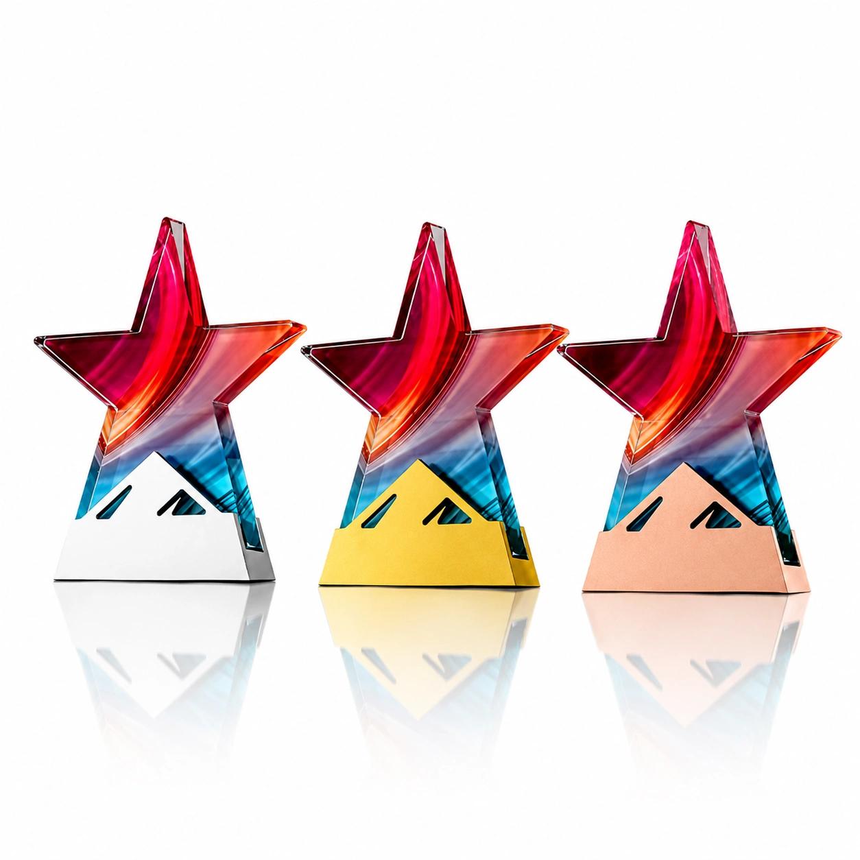 3D Star Crystal Award with Mountain Accent – Custom Achievement & Recognition Trophy