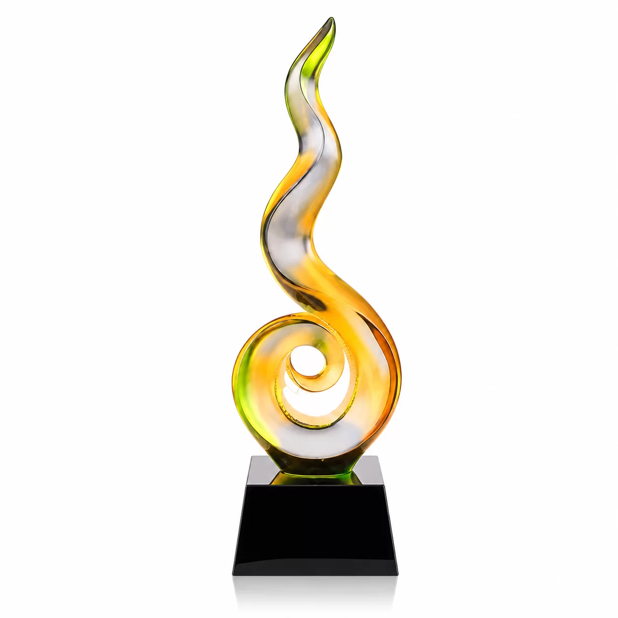 Abstract Swirl Liuli Glass Award with Black Base for Corporate Recognition