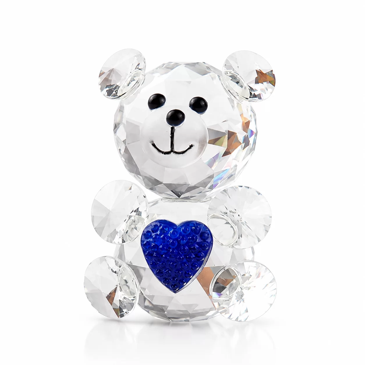 Clear Crystal Teddy Bear Figurine with Red Heart for Home Decor & Romantic Gifts view 2