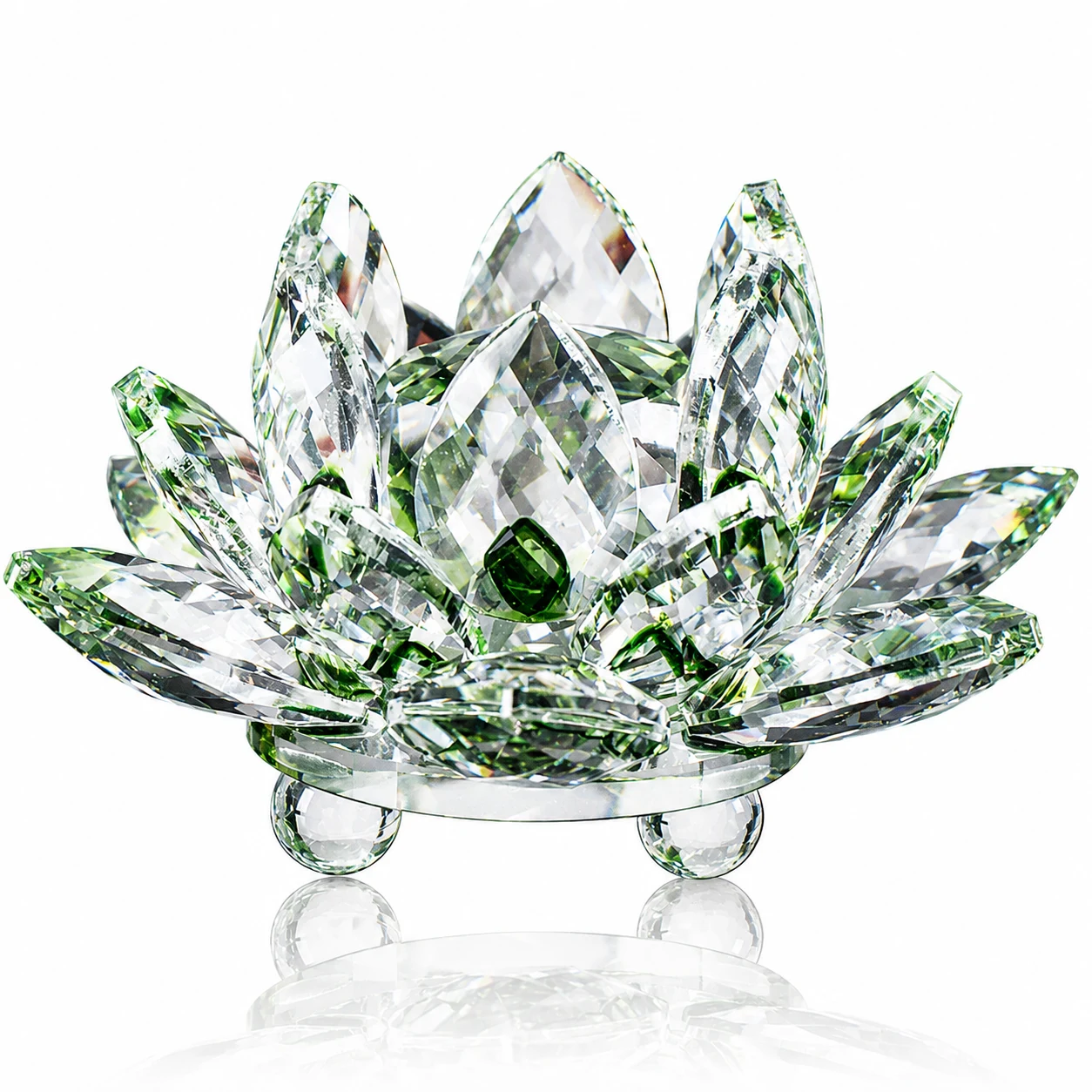 Clear Crystal Lotus Flower Figurine with Golden Accents – Elegant Decorative Centerpiece for Home & Gifts view 6