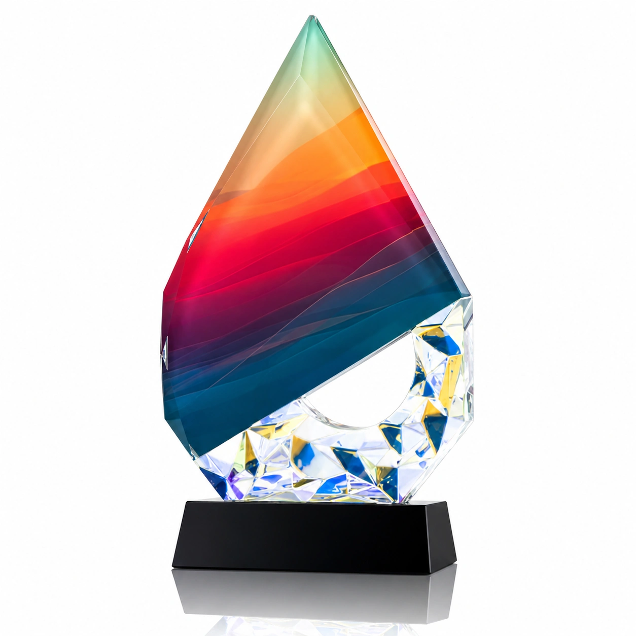 Colorful Flame Crystal Trophy for Corporate Achievement & Recognition