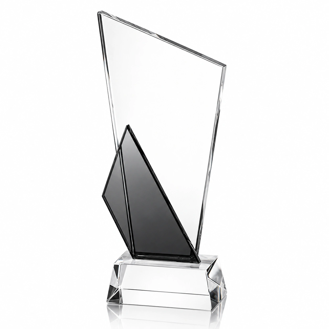 Custom Clear Crystal Award Trophy with Amber Accent – Personalized Corporate Recognition Award view 3