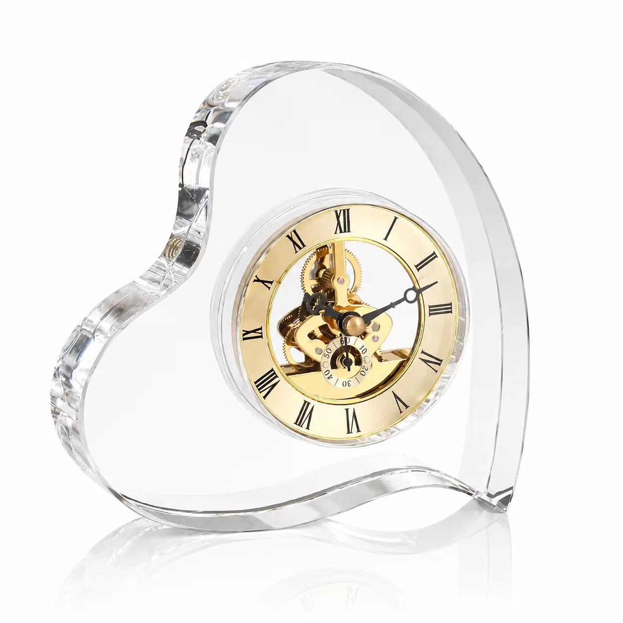 Romantic Crystal Heart Timepiece with Roman Numerals – Premium Gift for Couples & Special Occasions