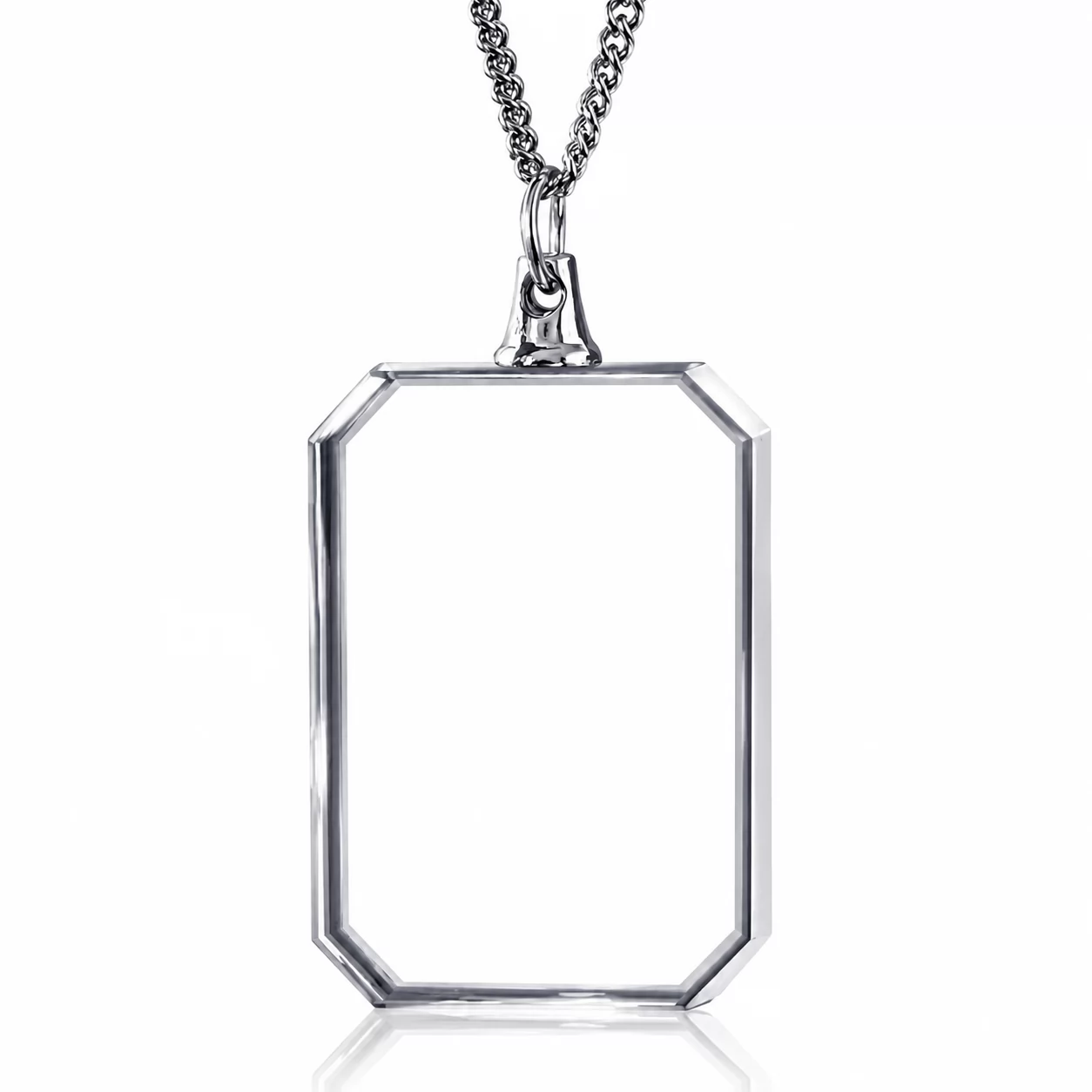 Clear Rectangular Crystal Pendant Necklace with Beveled Edges for Custom Engraving & Gifts