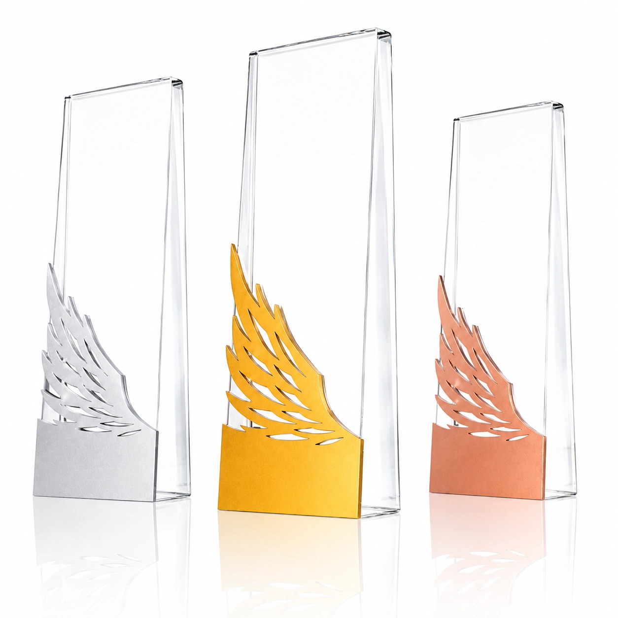 Blue Wing Crystal Award – Custom Employee Achievement & Recognition Trophy view 2
