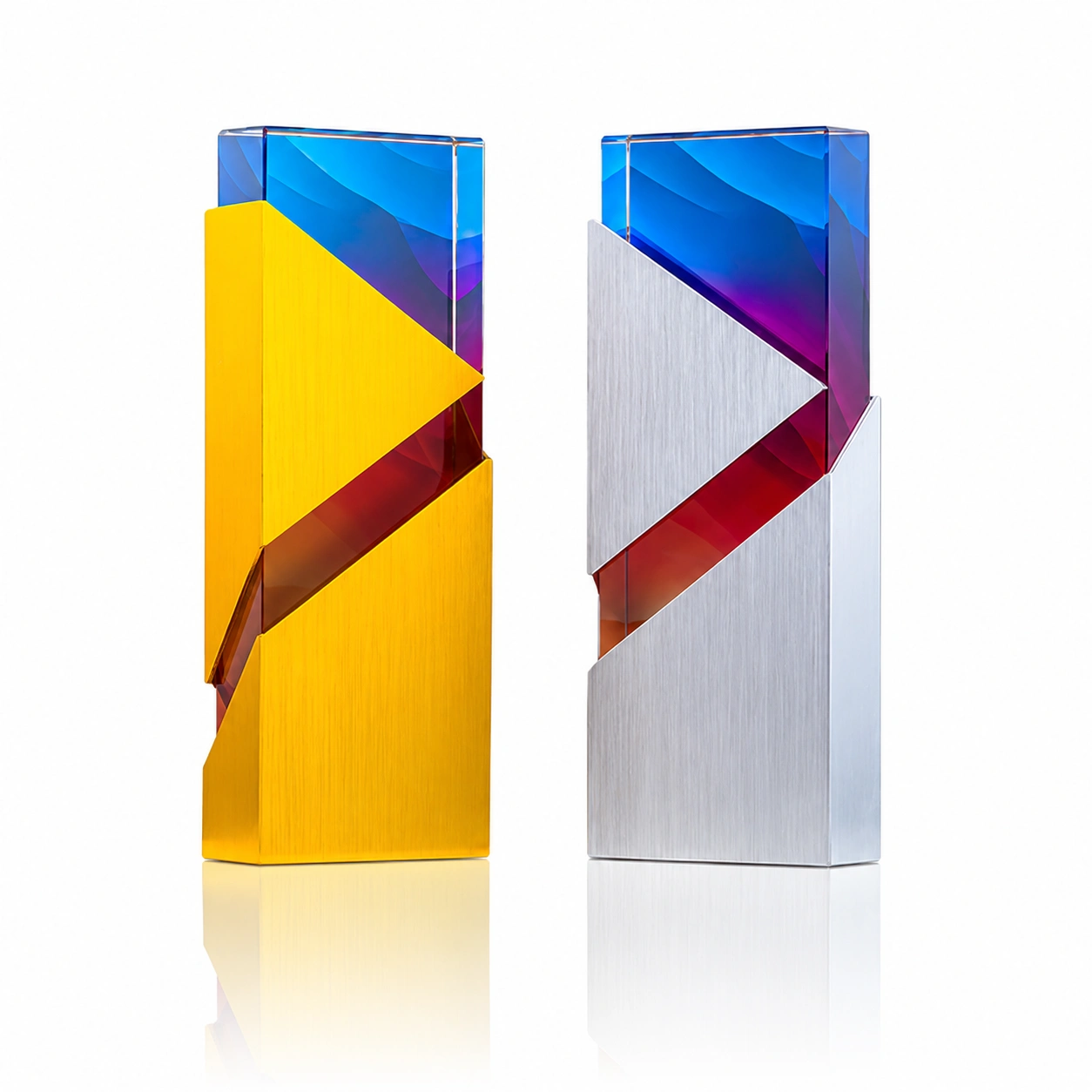 Geometric Ribbon Crystal Column Award – Custom Corporate Achievement & Recognition Trophy