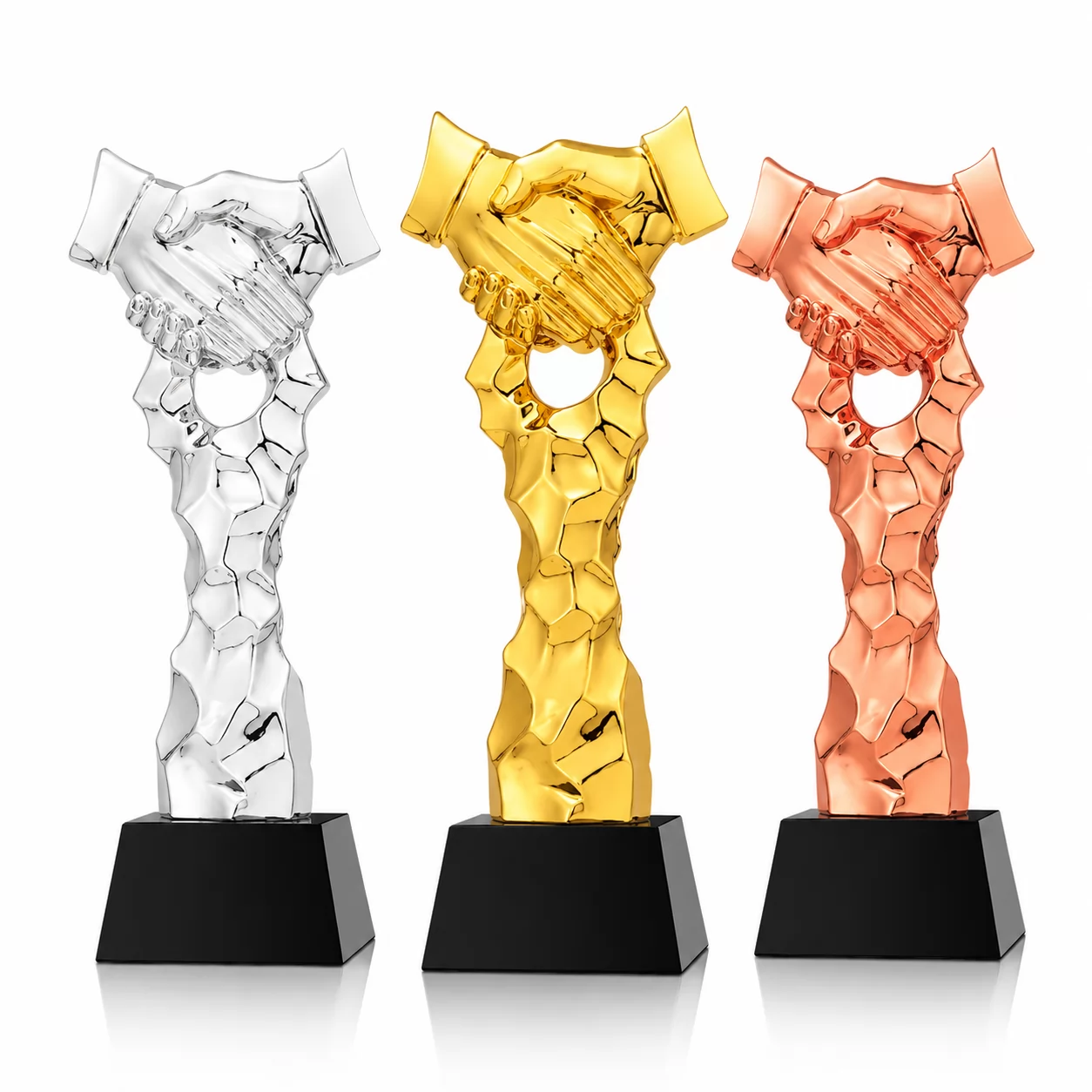Corporate Partnership Award with Handshake Design for Teamwork & Collaboration Recognition