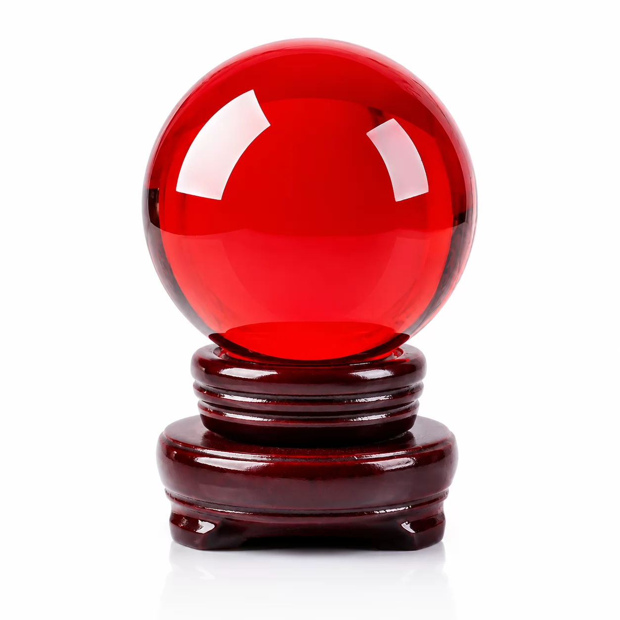 Amber Crystal Sphere Ornament – Luxury Gem Ball with Wooden Display Stand view 5