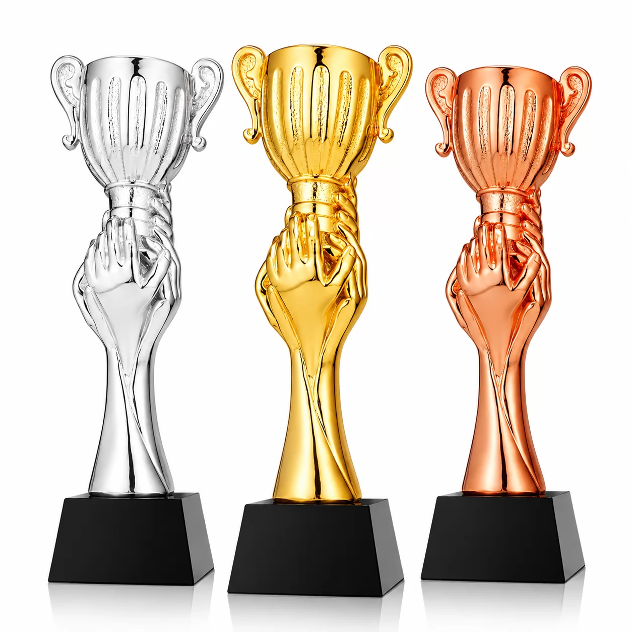 Gold Silver Bronze Hand-Held Cup Resin Trophy for Champion & Achievement Awards