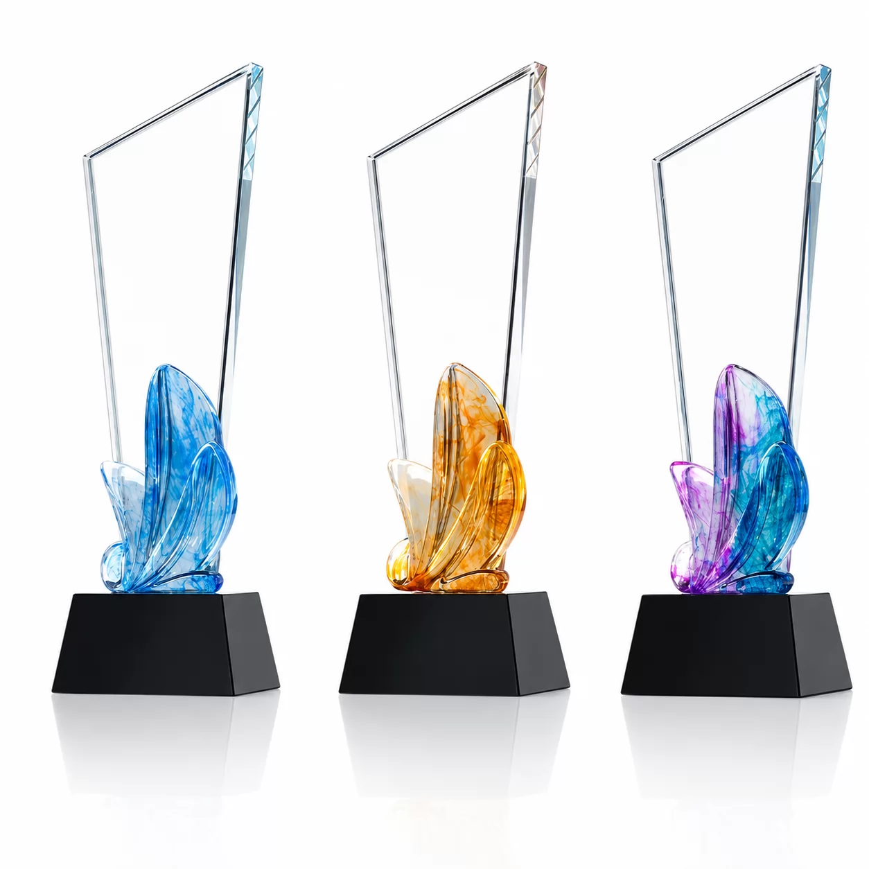 Radiant Flame Crystal Award – Color Accent Trophy for Innovation & Achievement