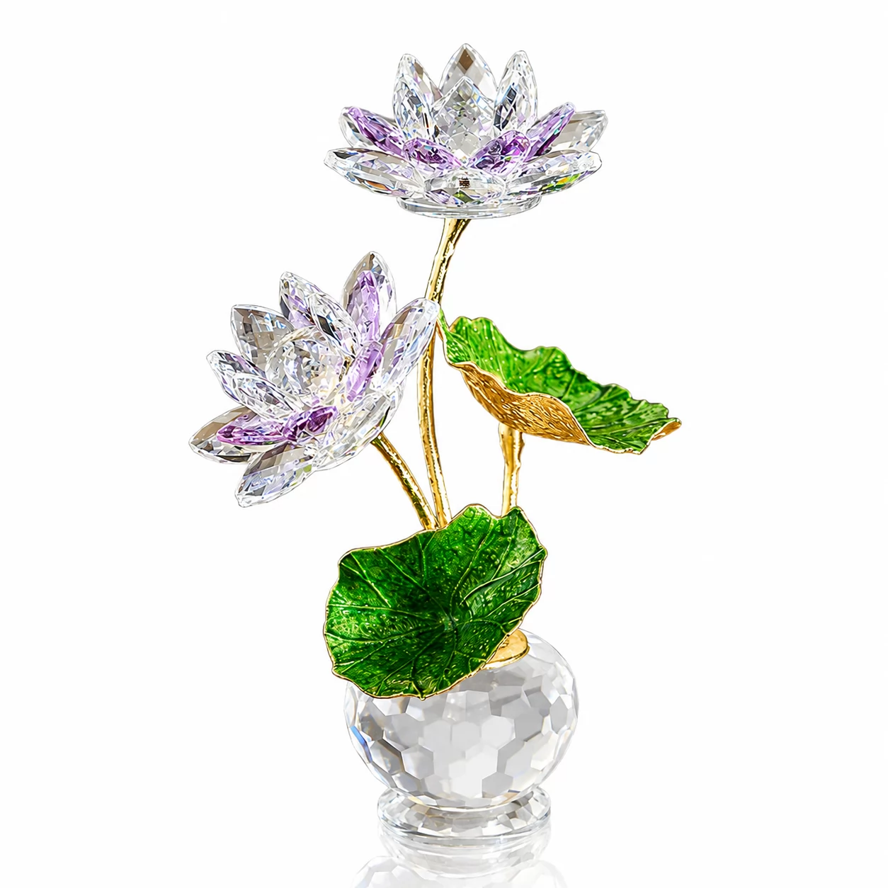 Red Crystal Lotus Flower Figurine – Elegant Floral Ornament for Home Decor view 3