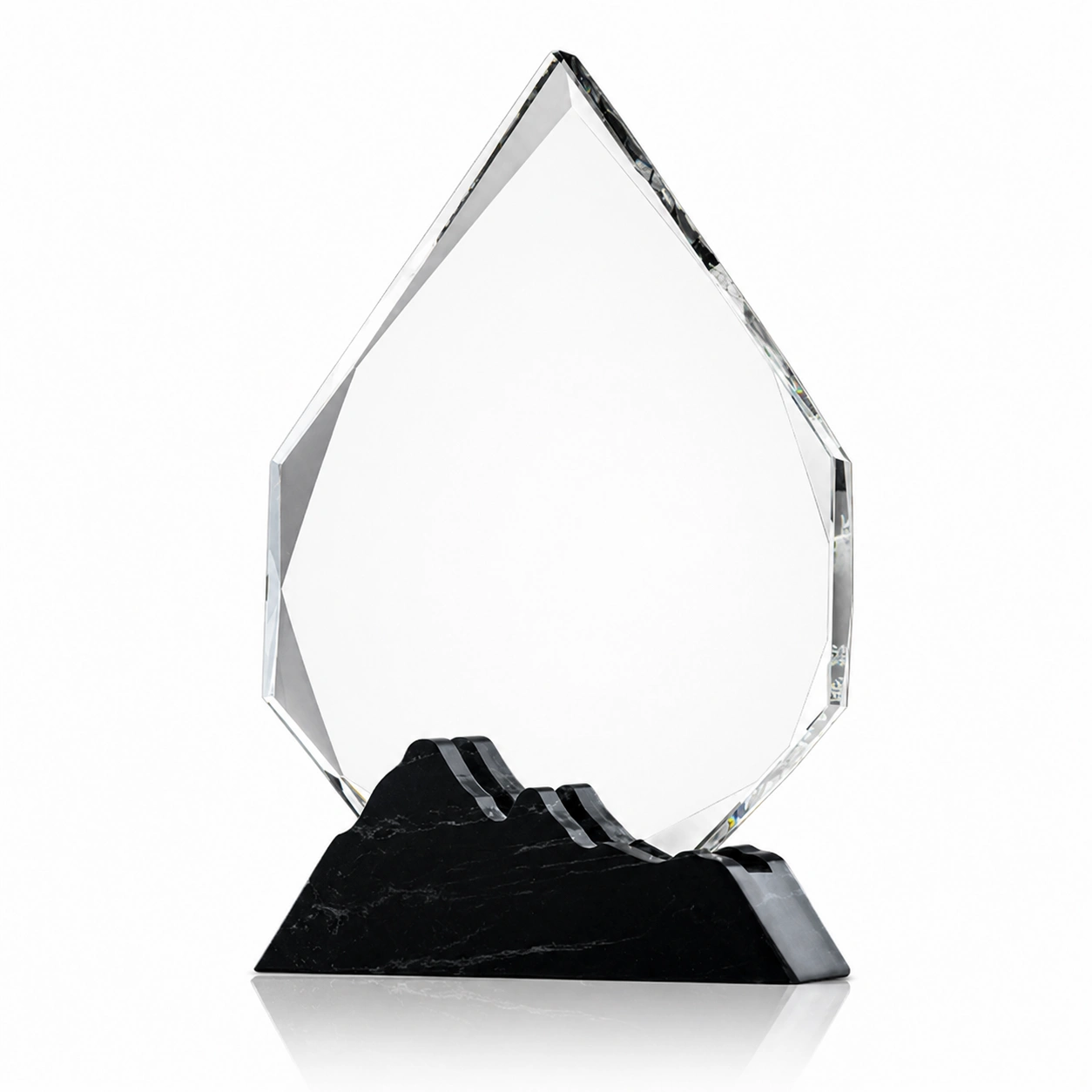 Faceted Flame Crystal Award with Mountain Base – Custom Achievement & Recognition Trophy