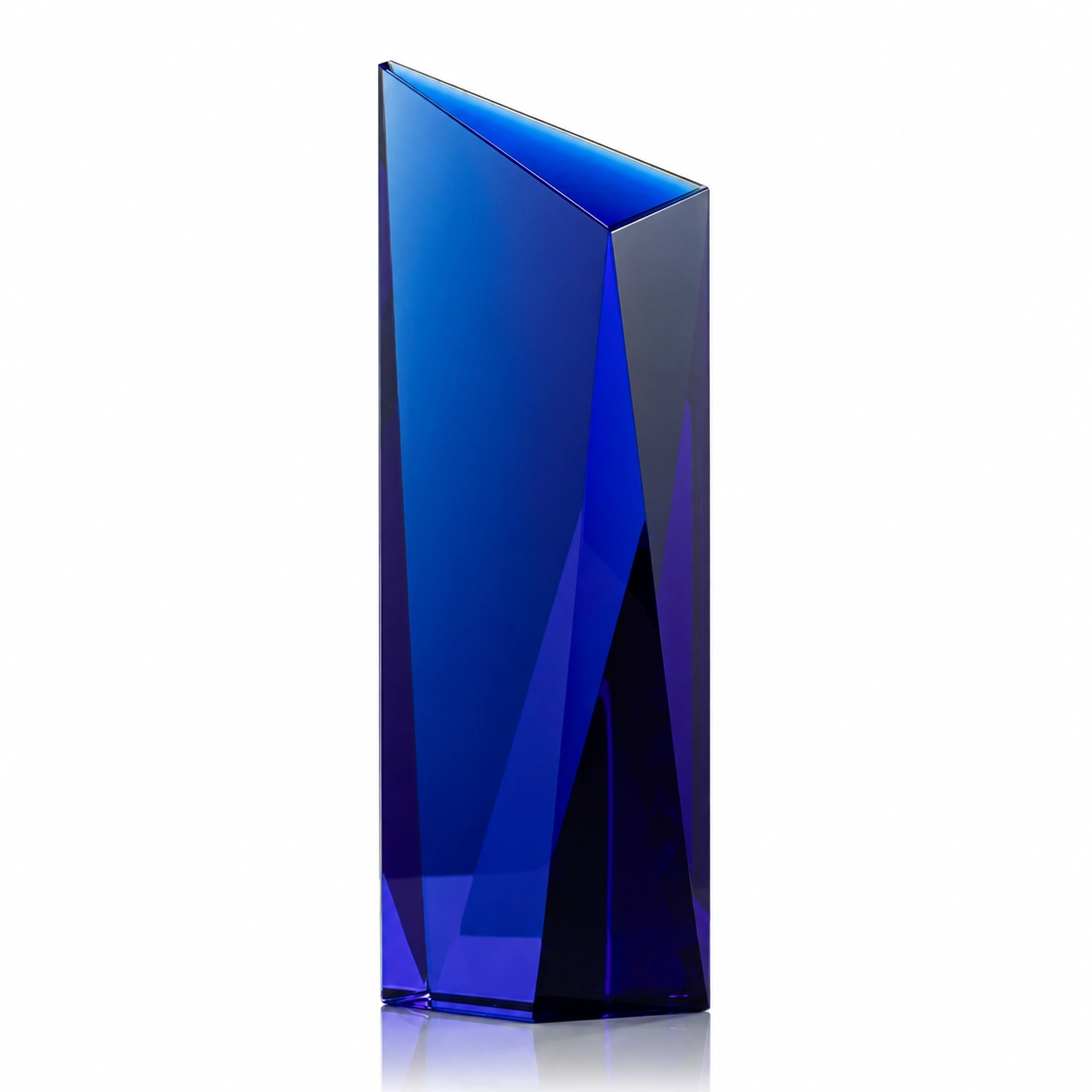 Blue Optical Crystal Tower Award – Custom Engraved Corporate Recognition Trophy
