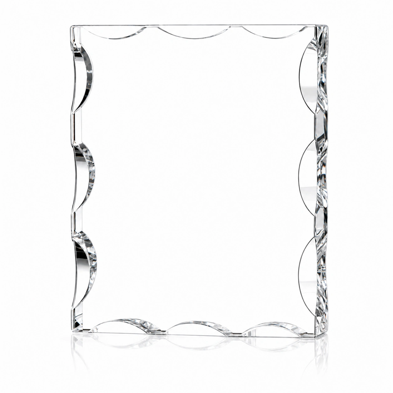 Portrait Crystal Blank with Wave-Cut Border for Personalized Image & Logo Engraving