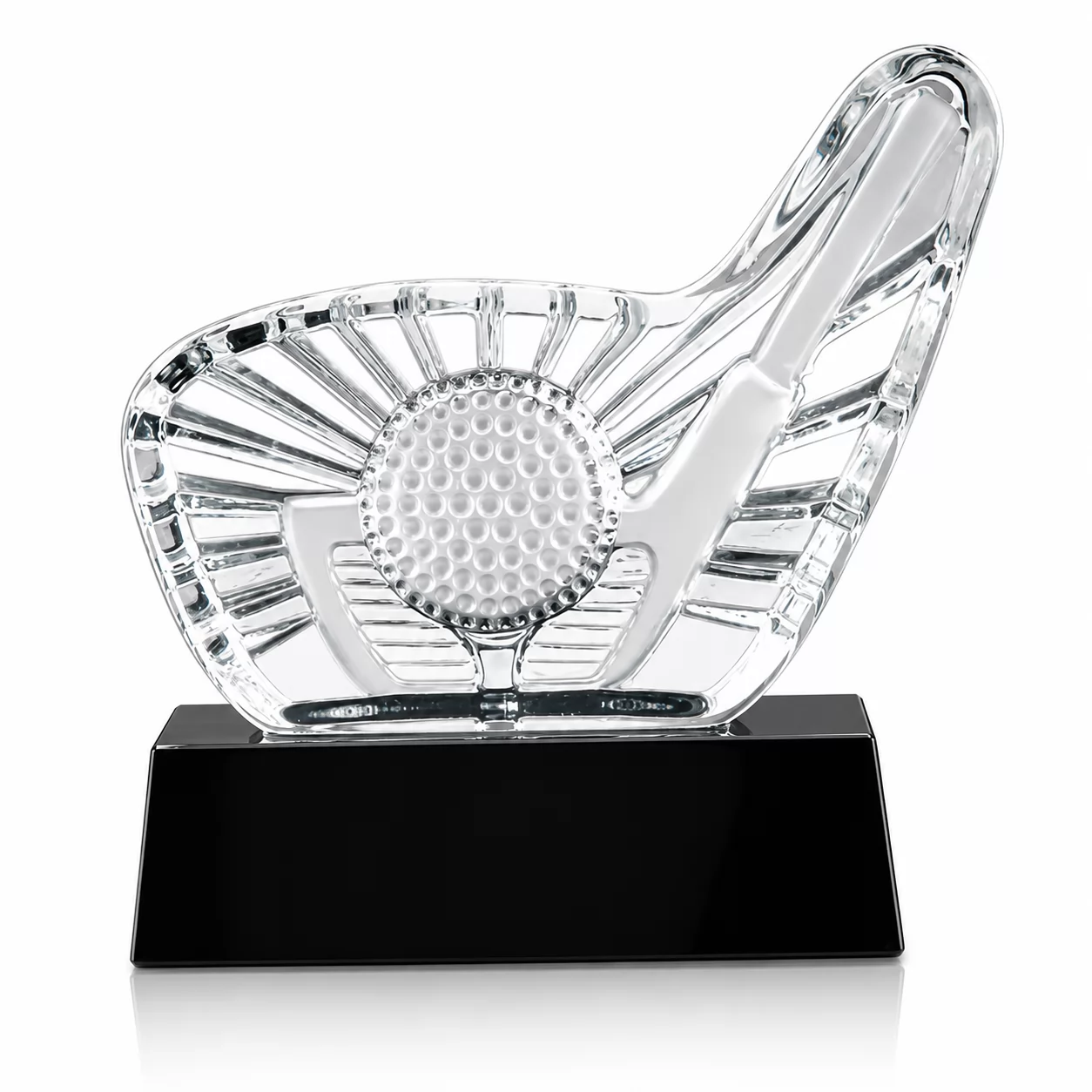 Golf Excellence Crystal Trophy with Ball Detail for Tournament Winners