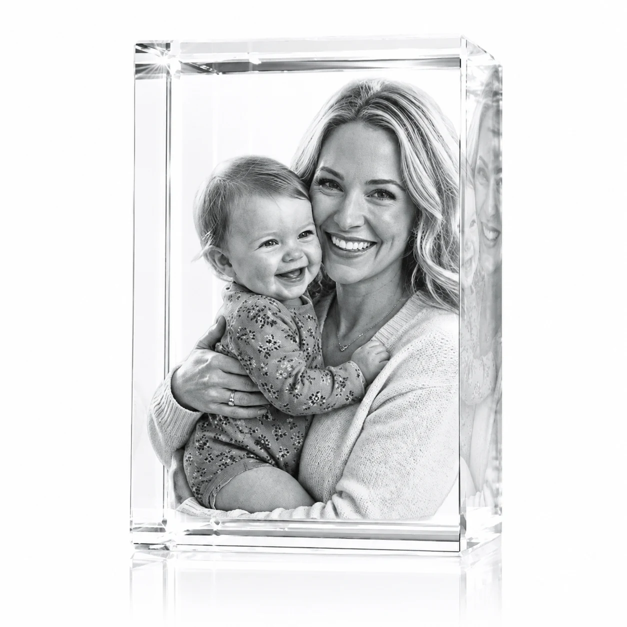 Portrait Rectangular Optical Crystal Block for Custom 3D Images & Keepsake Gifts view 2