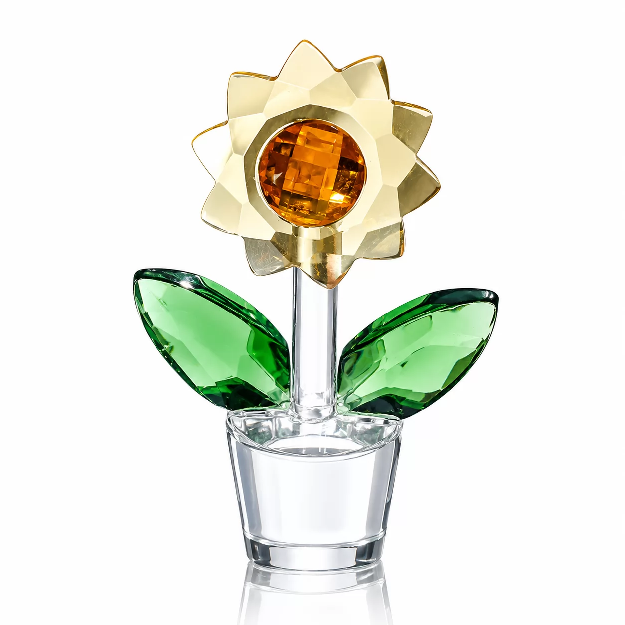 Golden Crystal Sunflower Figurine – A Bright Floral Accent for Modern Spaces