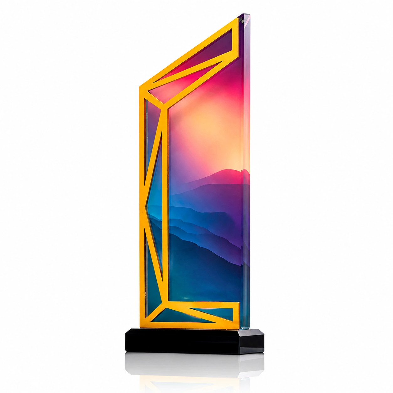 Geometric Frame Crystal Tower Award – Custom Corporate Achievement & Recognition Trophy