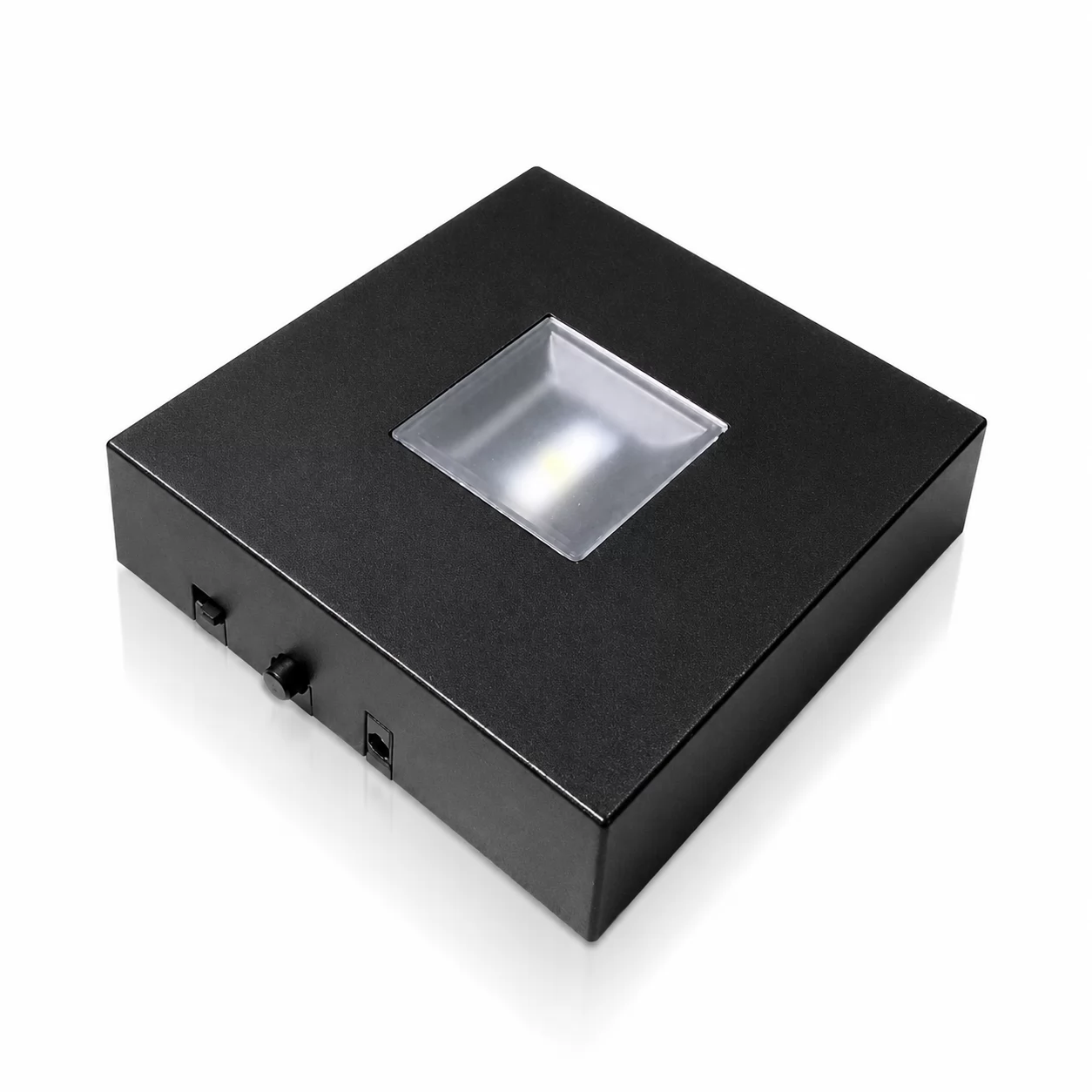 Square Black LED Light Base with Recessed Center Panel for 3D Crystal Display