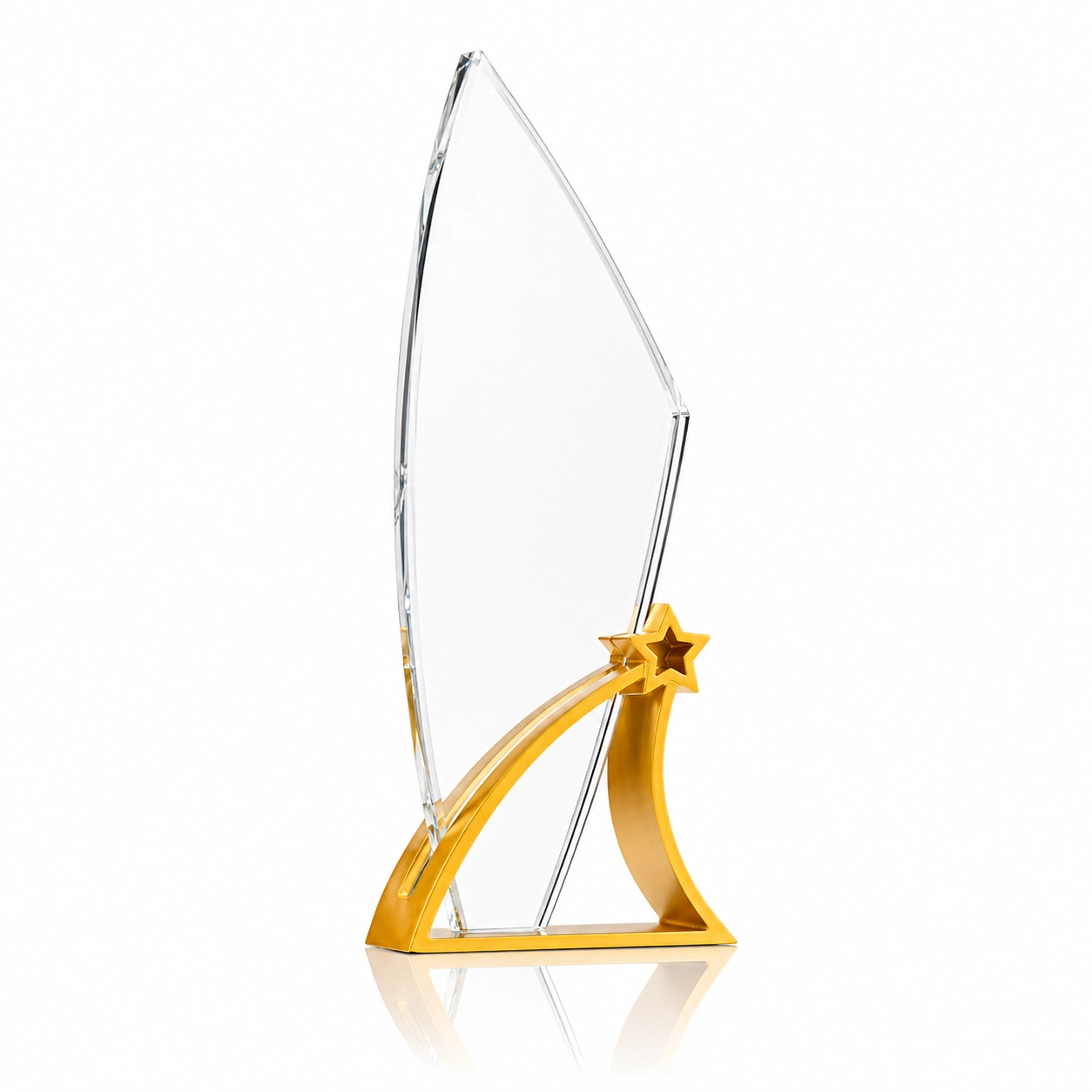 Blue Flame Crystal Award with Gold Star – Custom Excellence & Recognition Trophy view 2