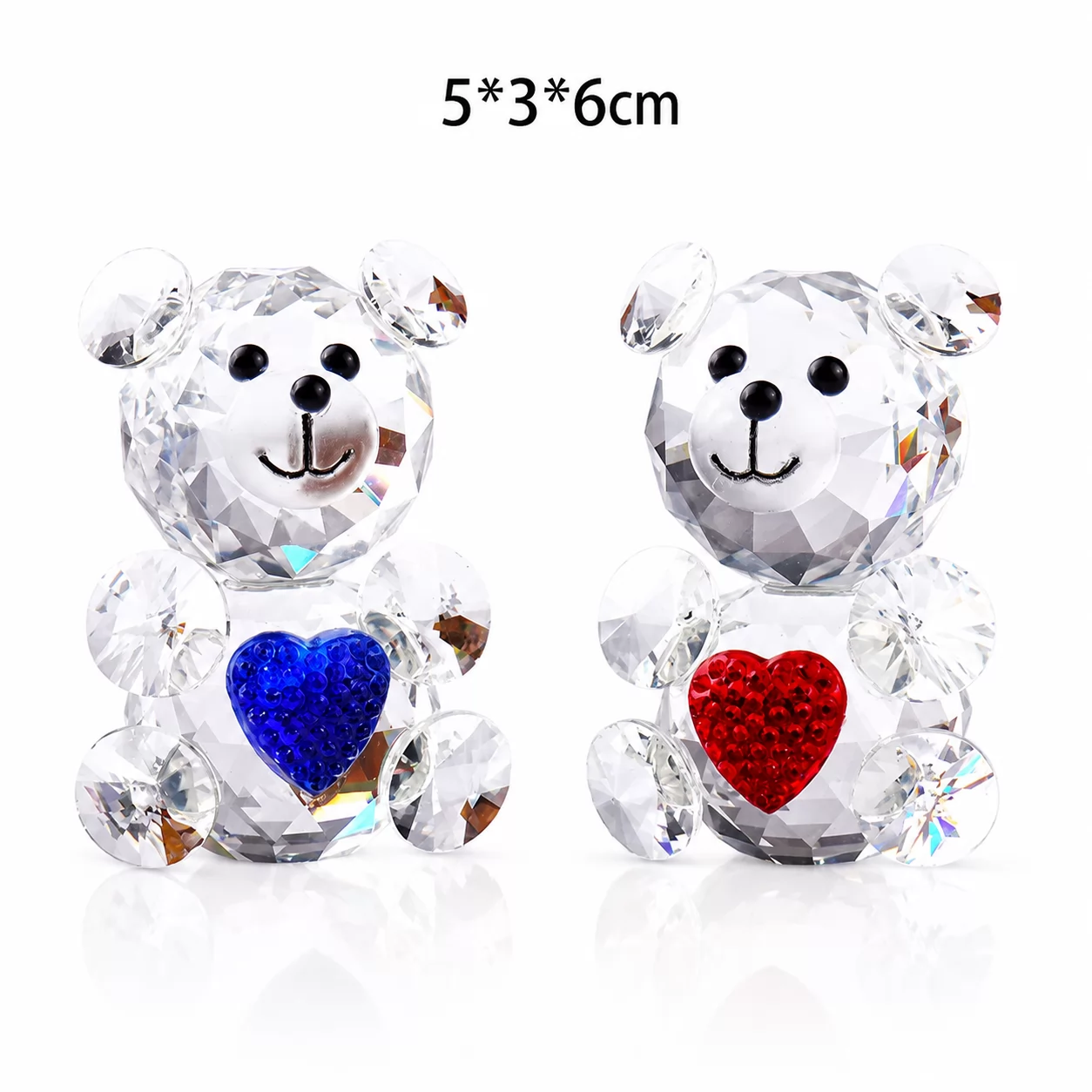 Clear Crystal Teddy Bear Figurine with Red Heart for Home Decor & Romantic Gifts view 3