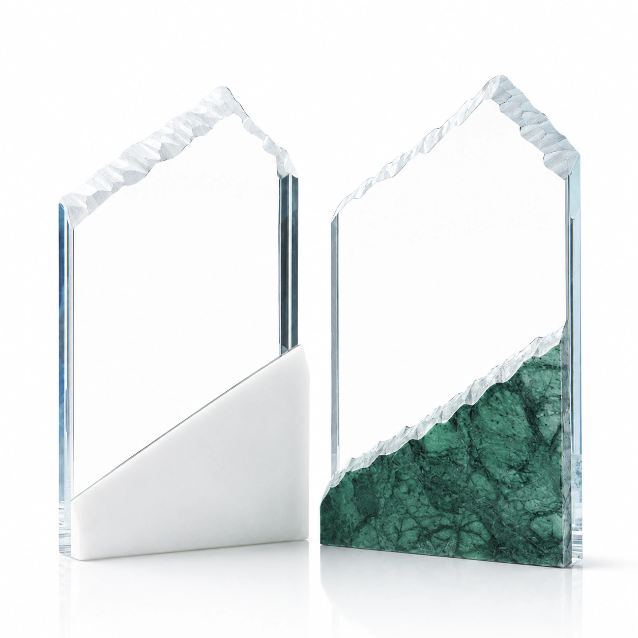 Clear Crystal Peak Award with Marble Accent – Custom Corporate Recognition Trophy